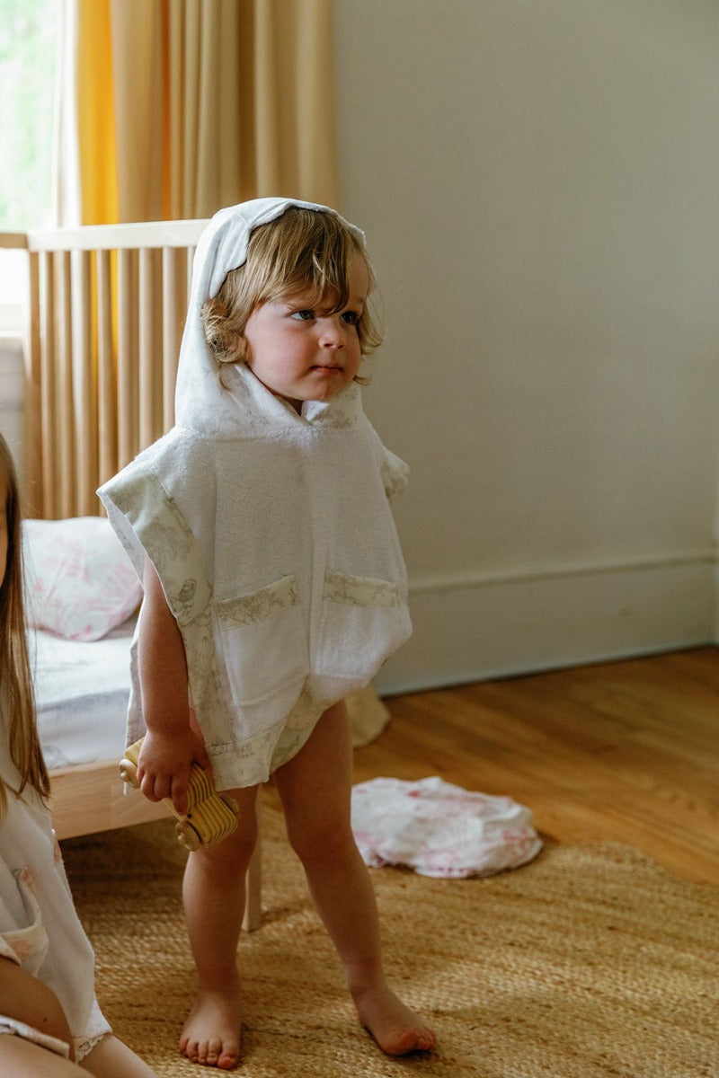 House of Holly Reversible Hooded Towel Poncho - Wild Toile Grey (2 Sizes)