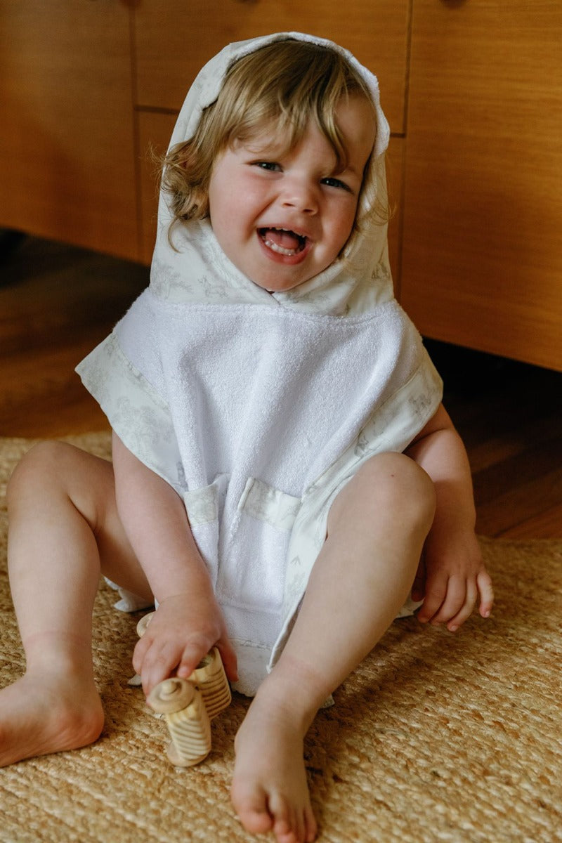 House of Holly Reversible Hooded Towel Poncho - Wild Toile Grey (2 Sizes)