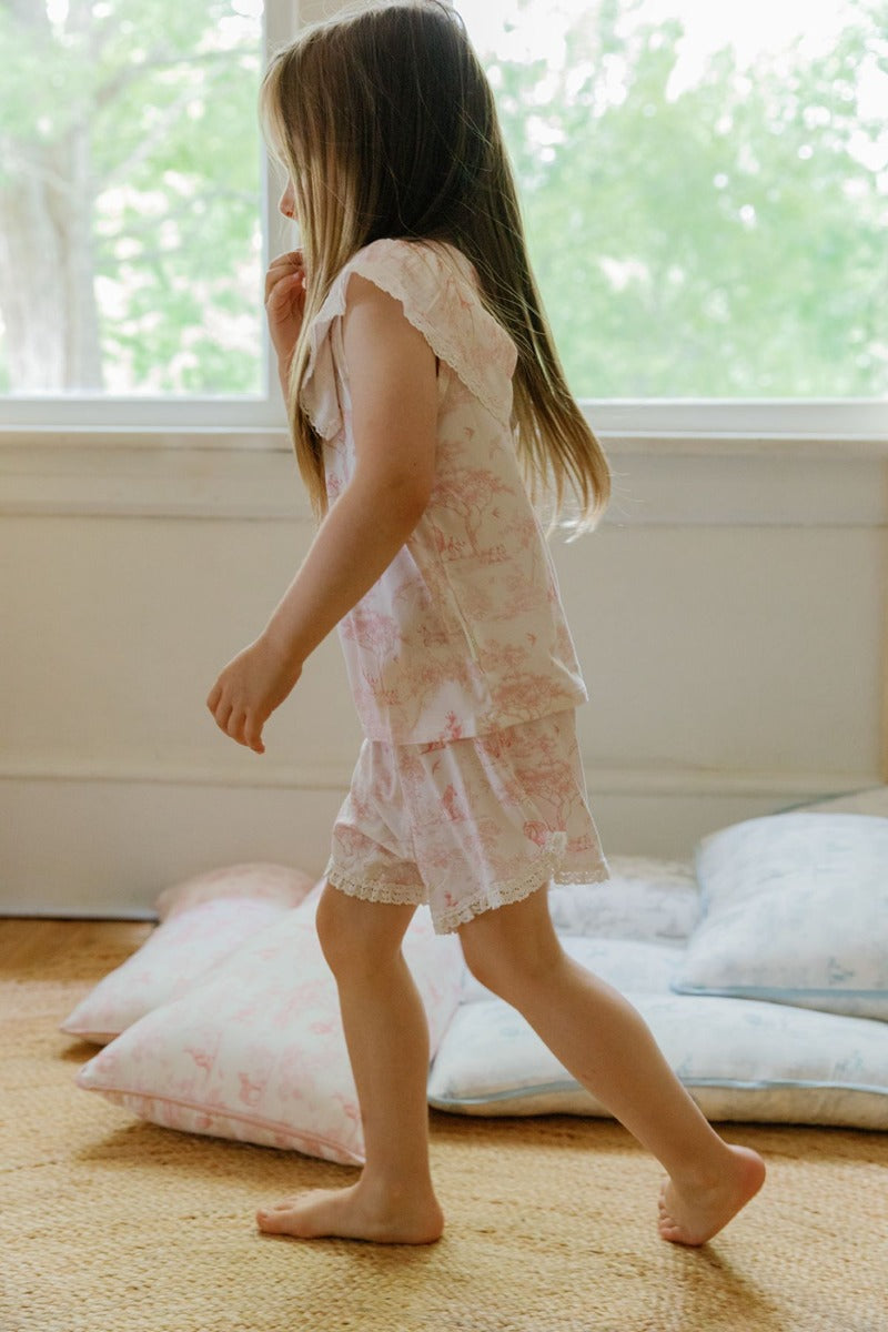 House of Holly Flutter T-Shirt and Shorts Broderie Set - Wild Toile Pink (2 Colors)