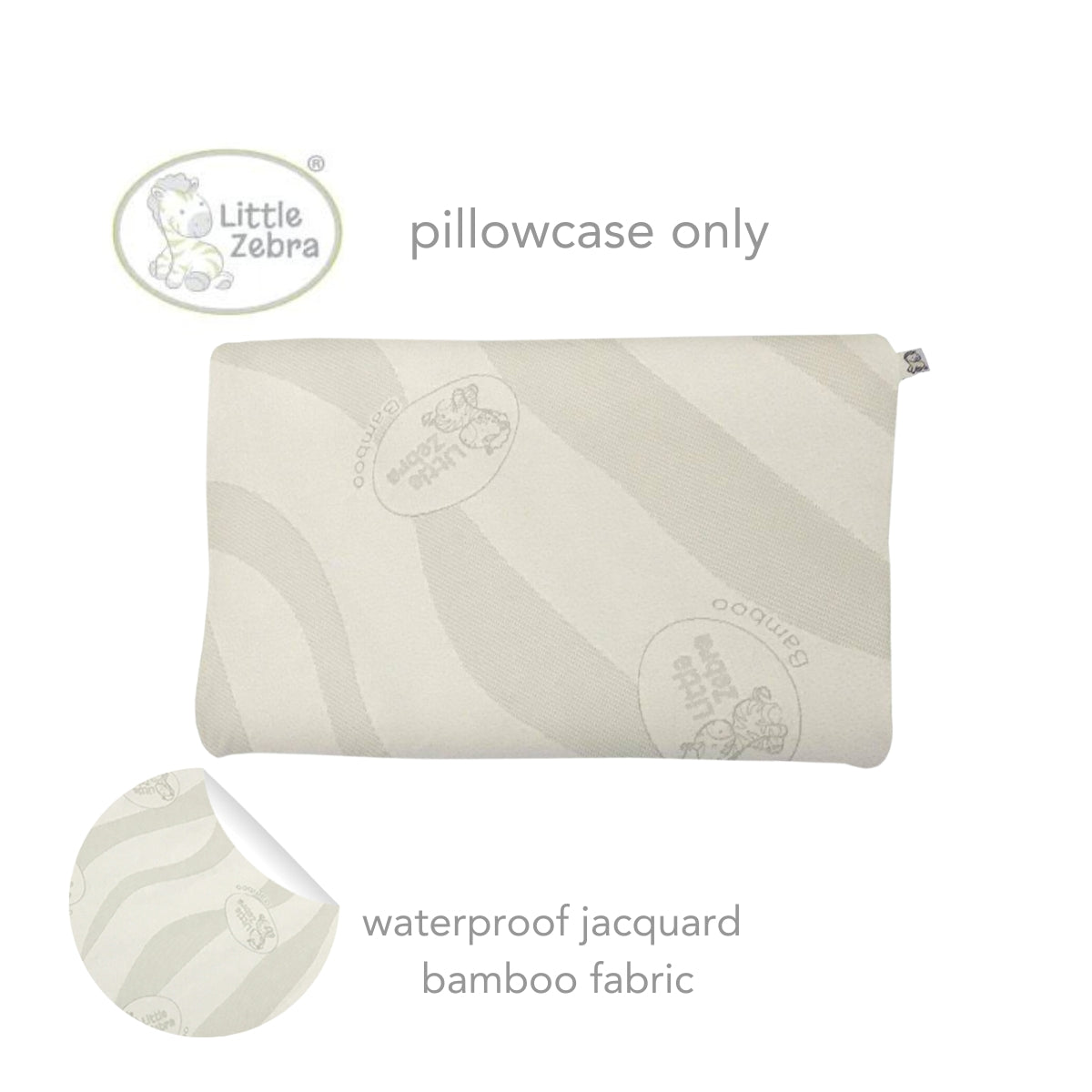 Little Zebra Droolproof Pillow Case for Junior Pillow - Jacquard Bamboo