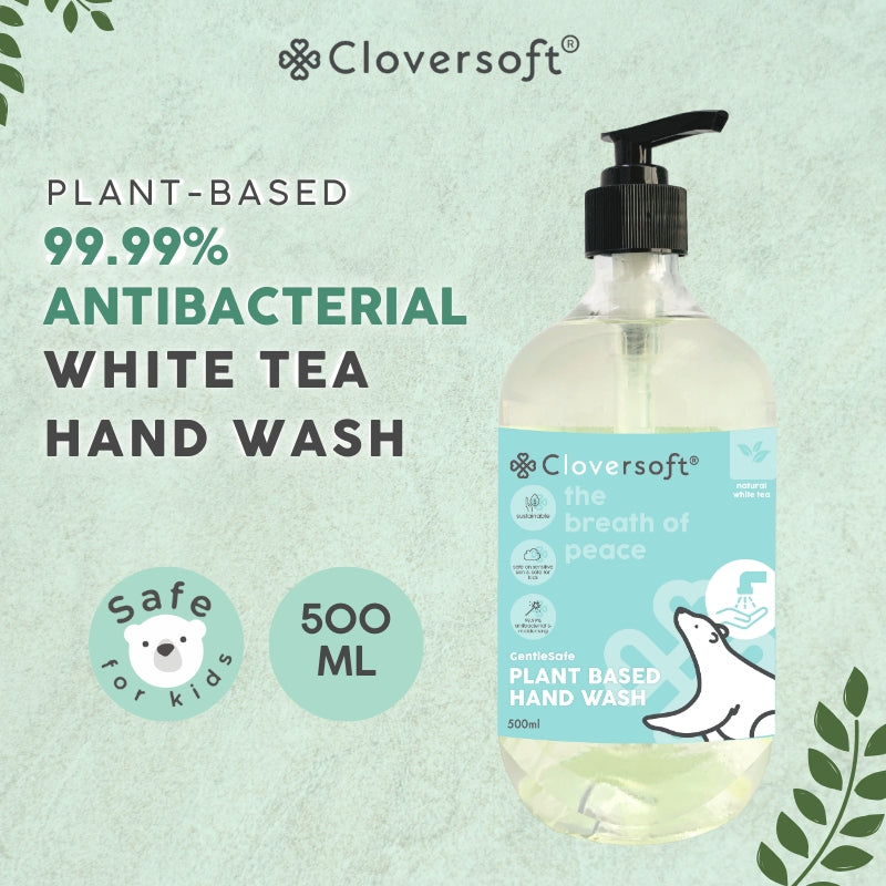 Cloversoft 99.99% Antibacterial Gel Hand Wash, 500ml - White Tea (Exp 11/27)