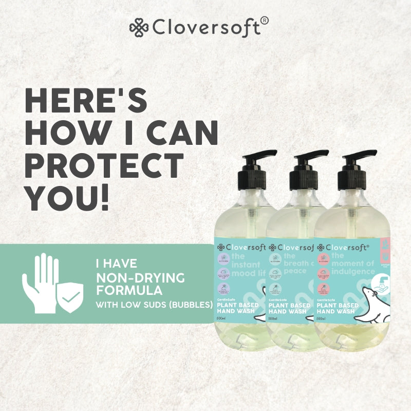 Cloversoft 99.99% Antibacterial Gel Hand Wash, 500ml - White Tea (Exp 11/27)