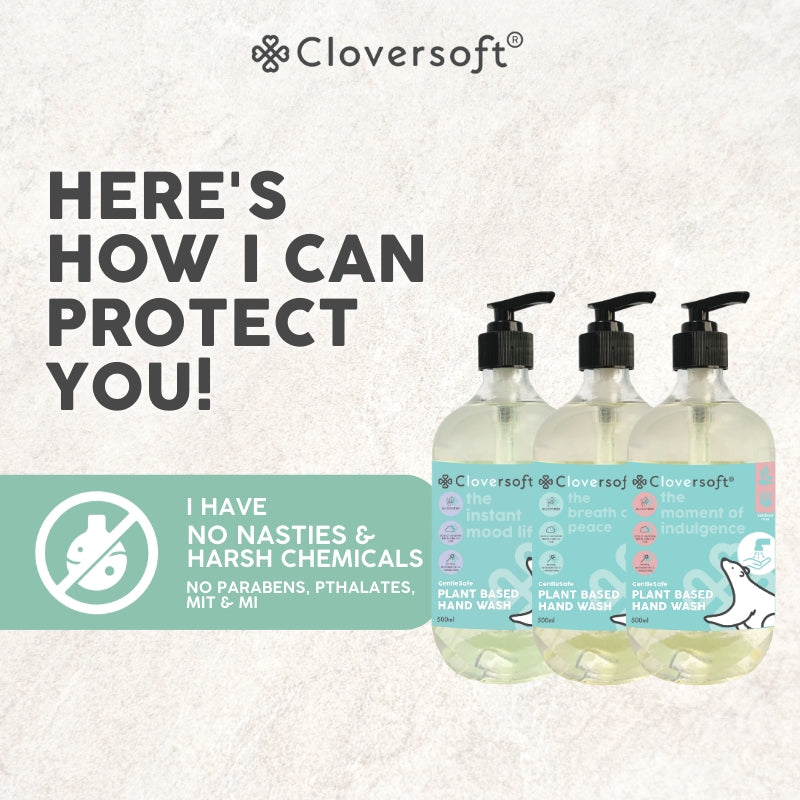 Cloversoft 99.99% Antibacterial Gel Hand Wash, 500ml - Patchouli & Rose  (Exp 04/27)