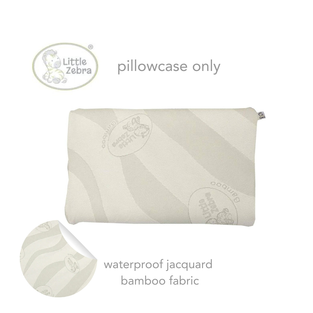 Little Zebra Droolproof Pillow Case for Big Contour Pillow - Jacquard Bamboo