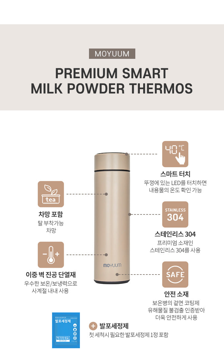 Moyuum Premium Smart LED Thermos Bottle, 500ml - Sage