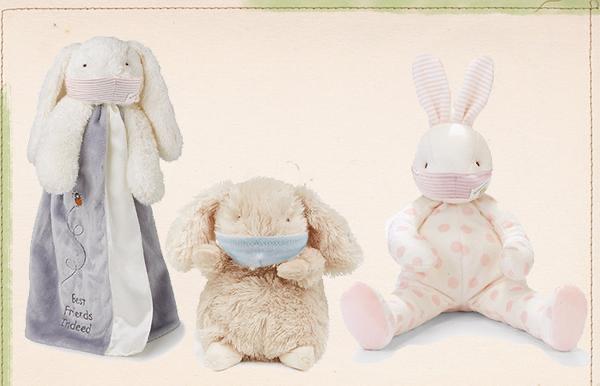 Bunnies By The Bay Toy Face Mask - Gray Pinstripe - Pupsik Singapore