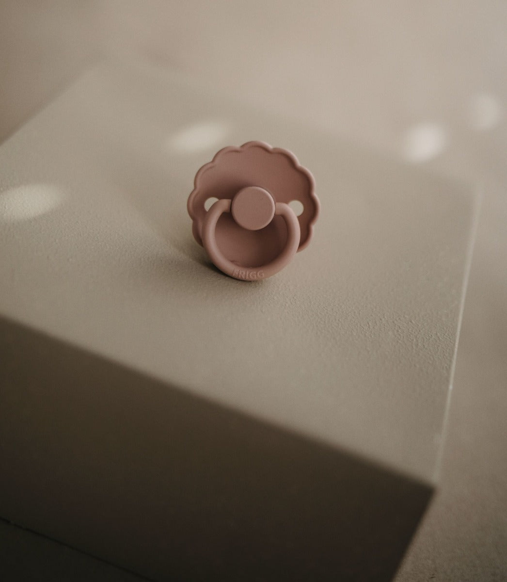 FRIGG Daisy Latex Baby Pacifiers, 1pk – Rose Gold (2 Sizes)