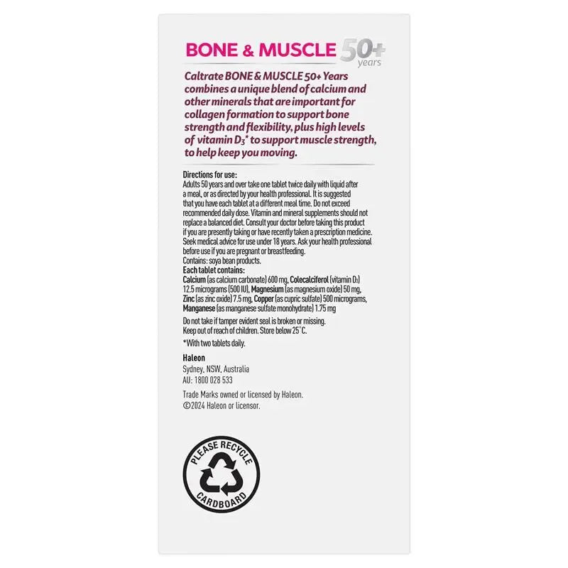 Caltrate Bone and Muscle 50+ Years Health Supplements, 100 Tabs (Exp 05/27)
