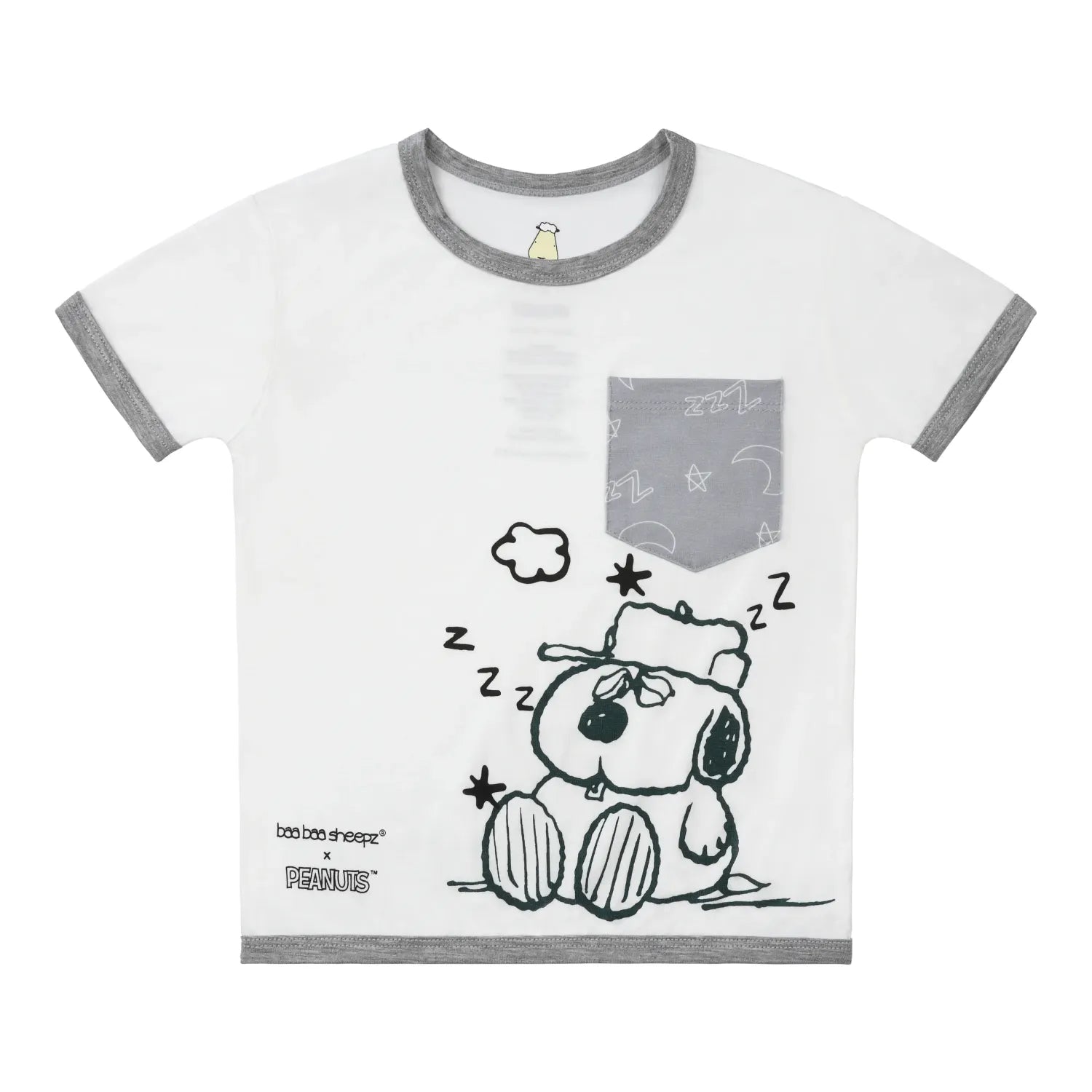 Baa Baa Sheepz Short Sleeve T-Shirt & Shorts - Snoopy S27 Grey (4 Sizes) - Pupsik Singapore