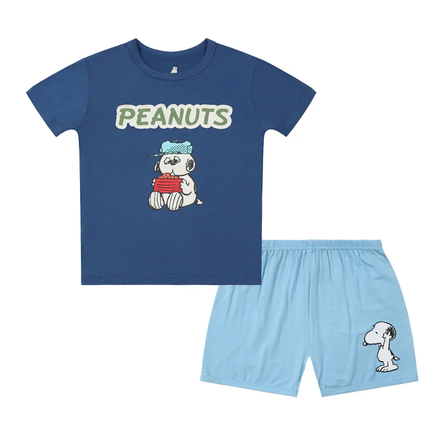 Baa Baa Sheepz Short Sleeve T-Shirt & Shorts - Snoopy S30 Blue (4 Sizes) - Pupsik Singapore