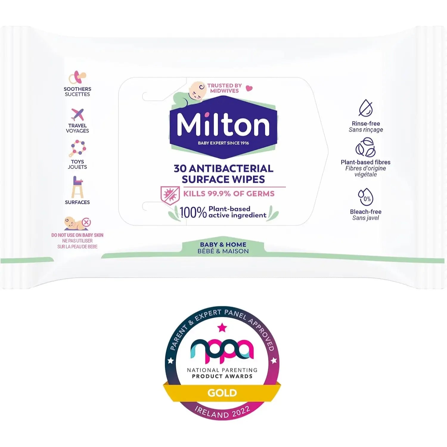 Milton Antibacterial Surface Wipes (Contains Alcohol), 30s (Exp 01/27) - Pupsik Singapore