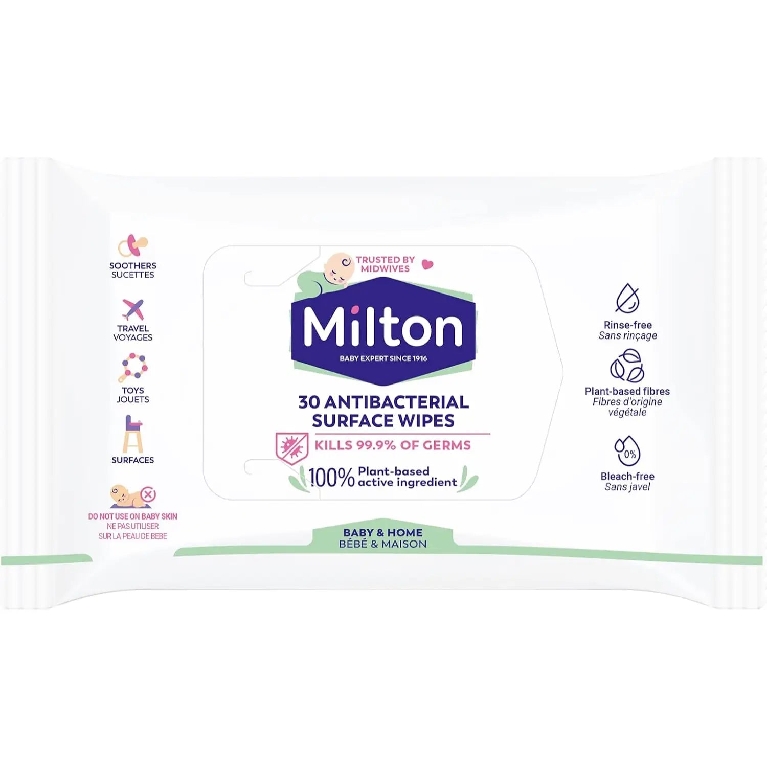 Milton Antibacterial Surface Wipes (Contains Alcohol), 30s (Exp 01/27) - Pupsik Singapore