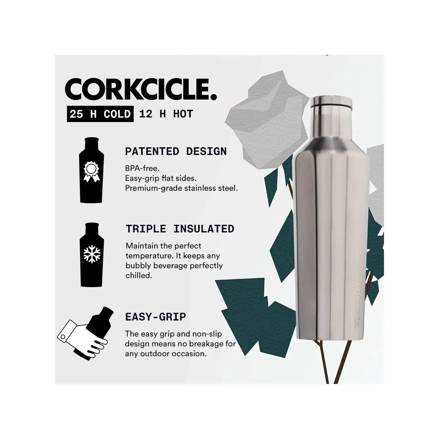 Corkcicle Metallic Canteen Insulated Stainless Steel Water Bottle, 265ml - Pupsik Singapore