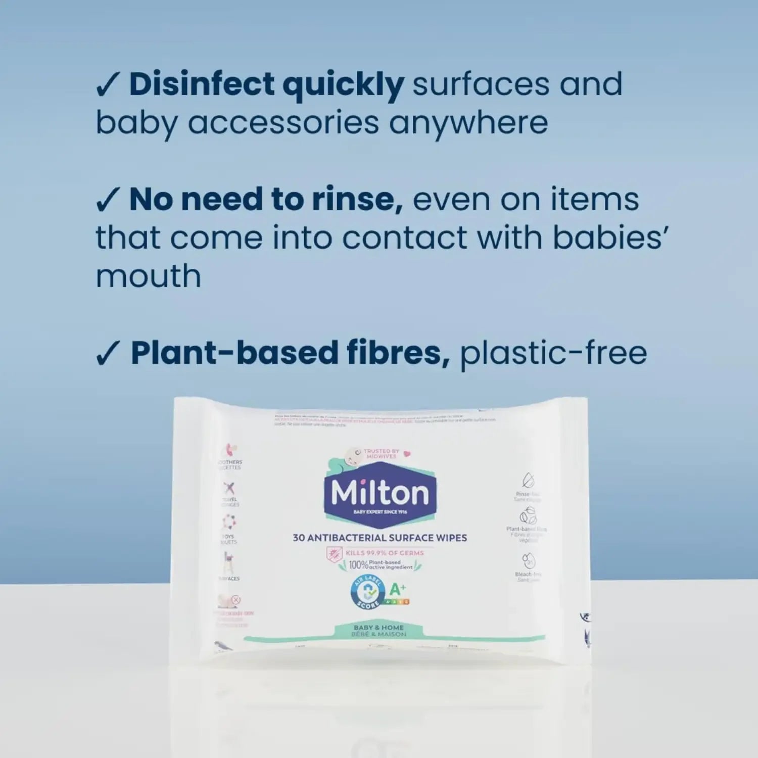 Milton Antibacterial Surface Wipes (Contains Alcohol), 30s (Exp 01/27) - Pupsik Singapore