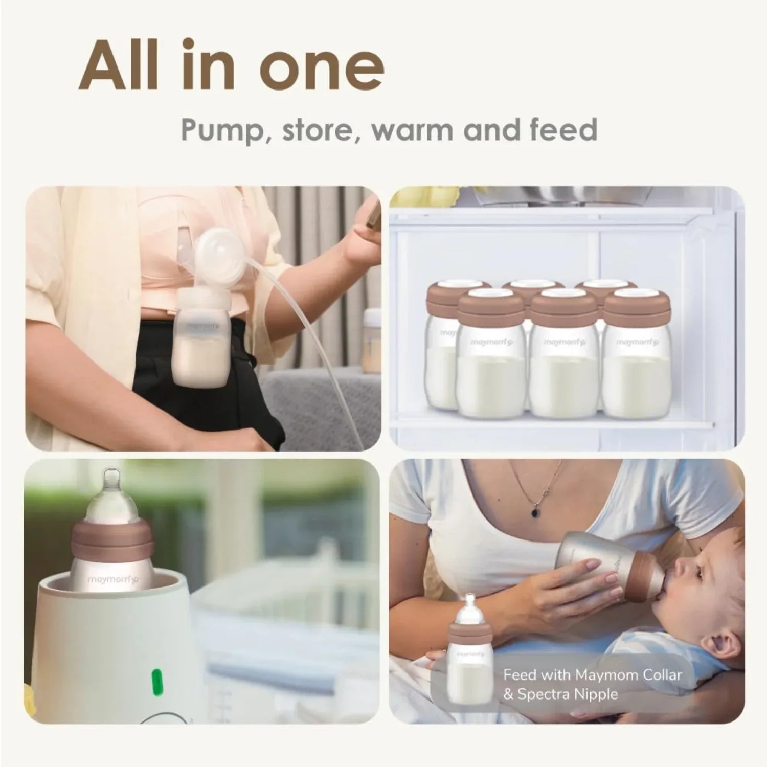 Maymom Wide-Neck Breastmilk Storage Bottles for Spectra 8pk, 160ml (3 Colors) - Pupsik Singapore