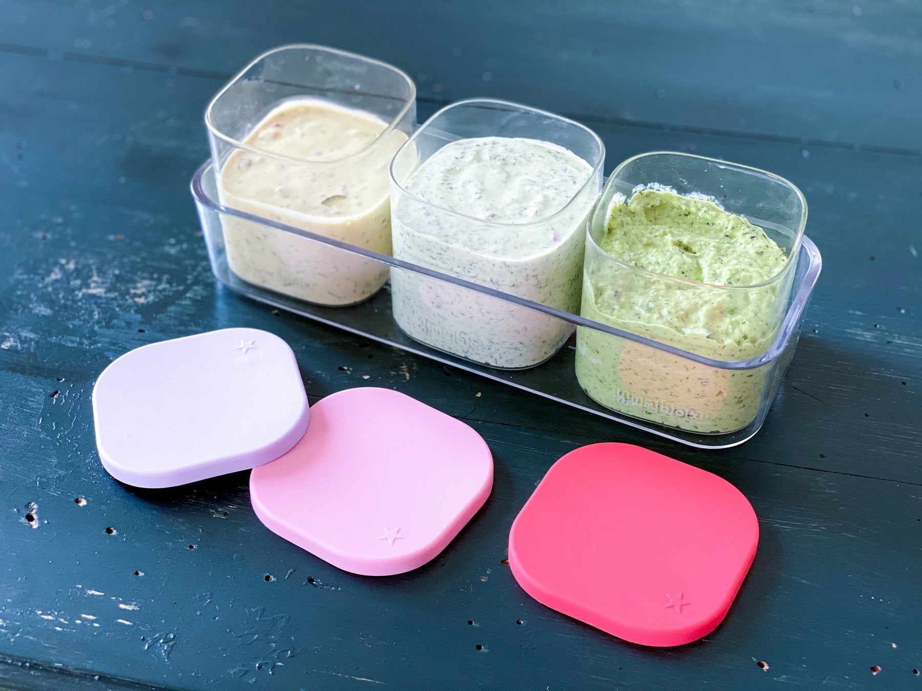 Yumbox Chop Chop Glass Storage Cubes, 3pc (3 Colours) - Pupsik Singapore