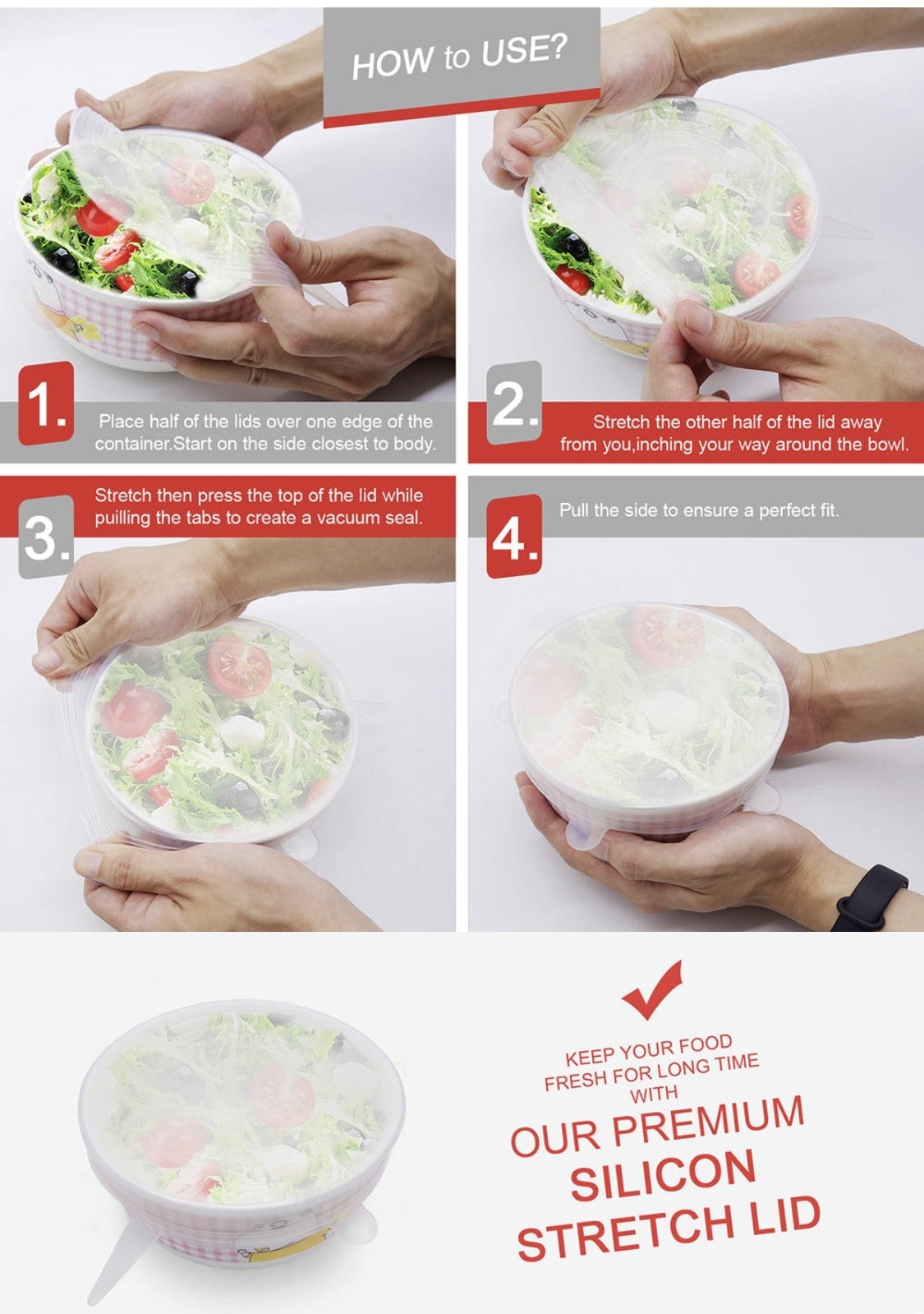 Biomom Reusable Silicone Stretch Lids (6-Piece Set)