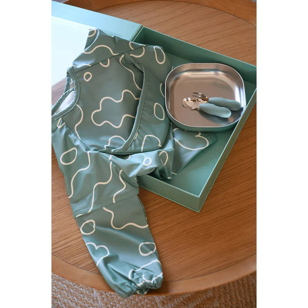 Beaba Stainless Steel Baby Meal Gift Set - Sage - Pupsik Singapore