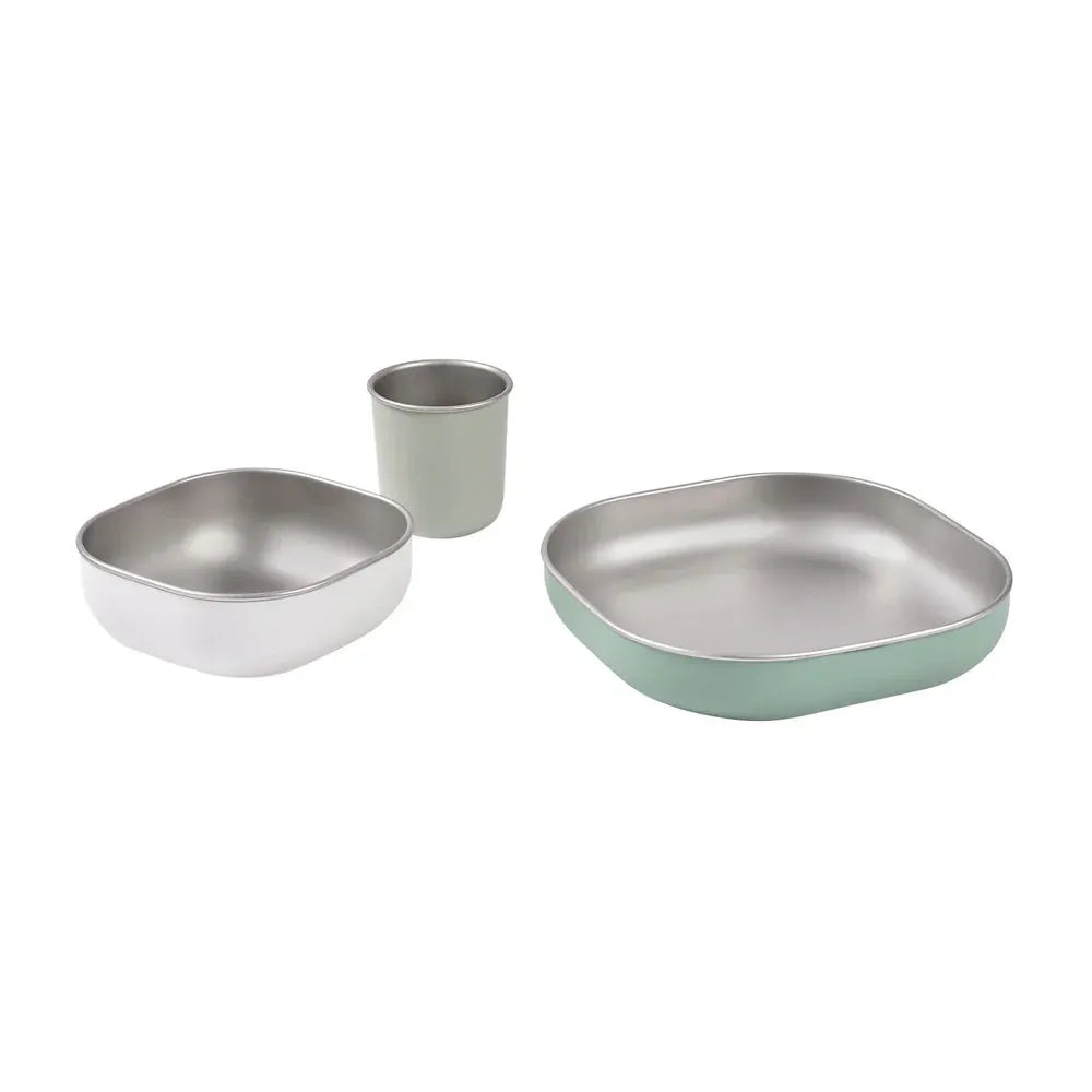 Beaba Stainless Steel Meal Set - Sage Green - Pupsik Singapore