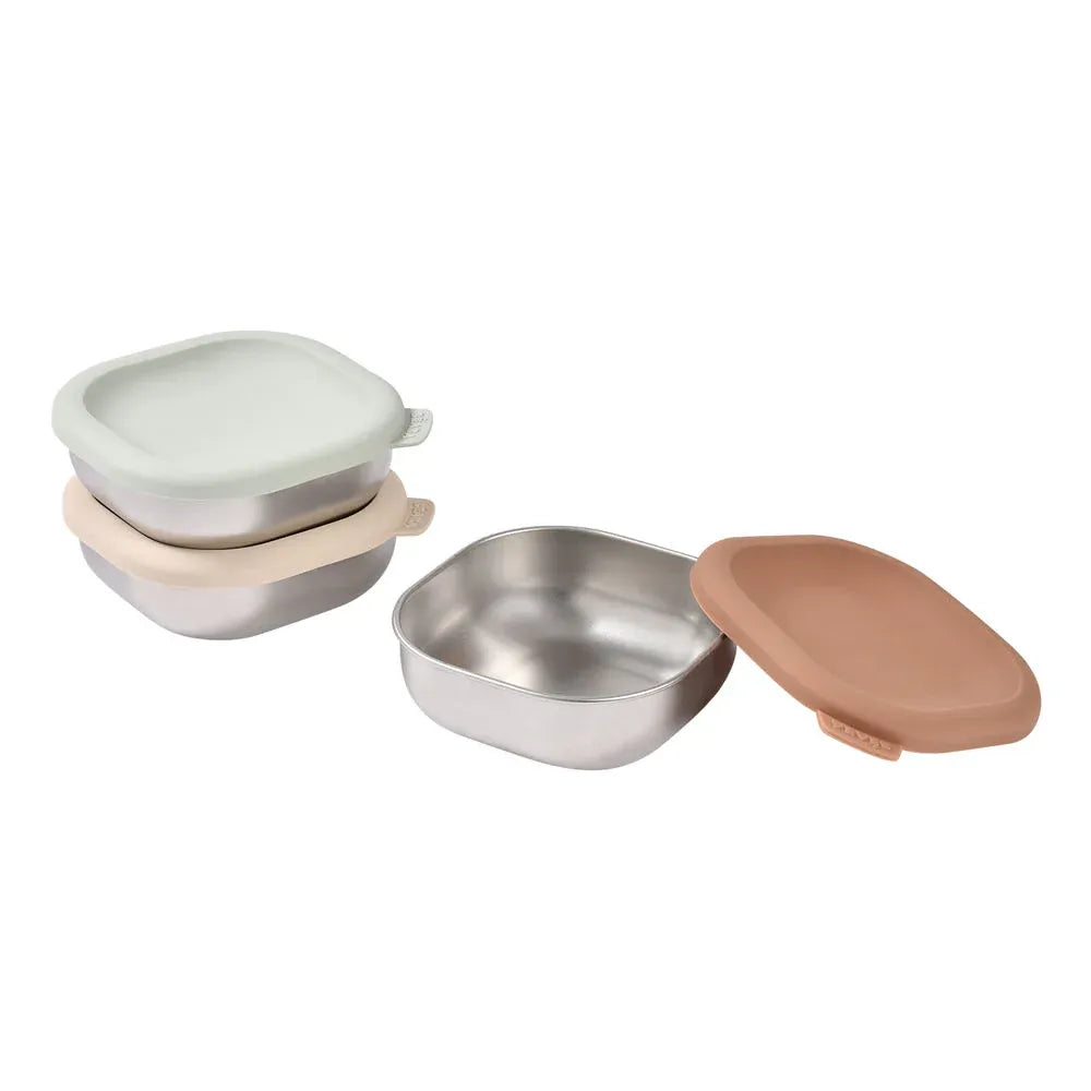 Beaba Stainless Steel Meal Boxes Set - Natural - Pupsik Singapore
