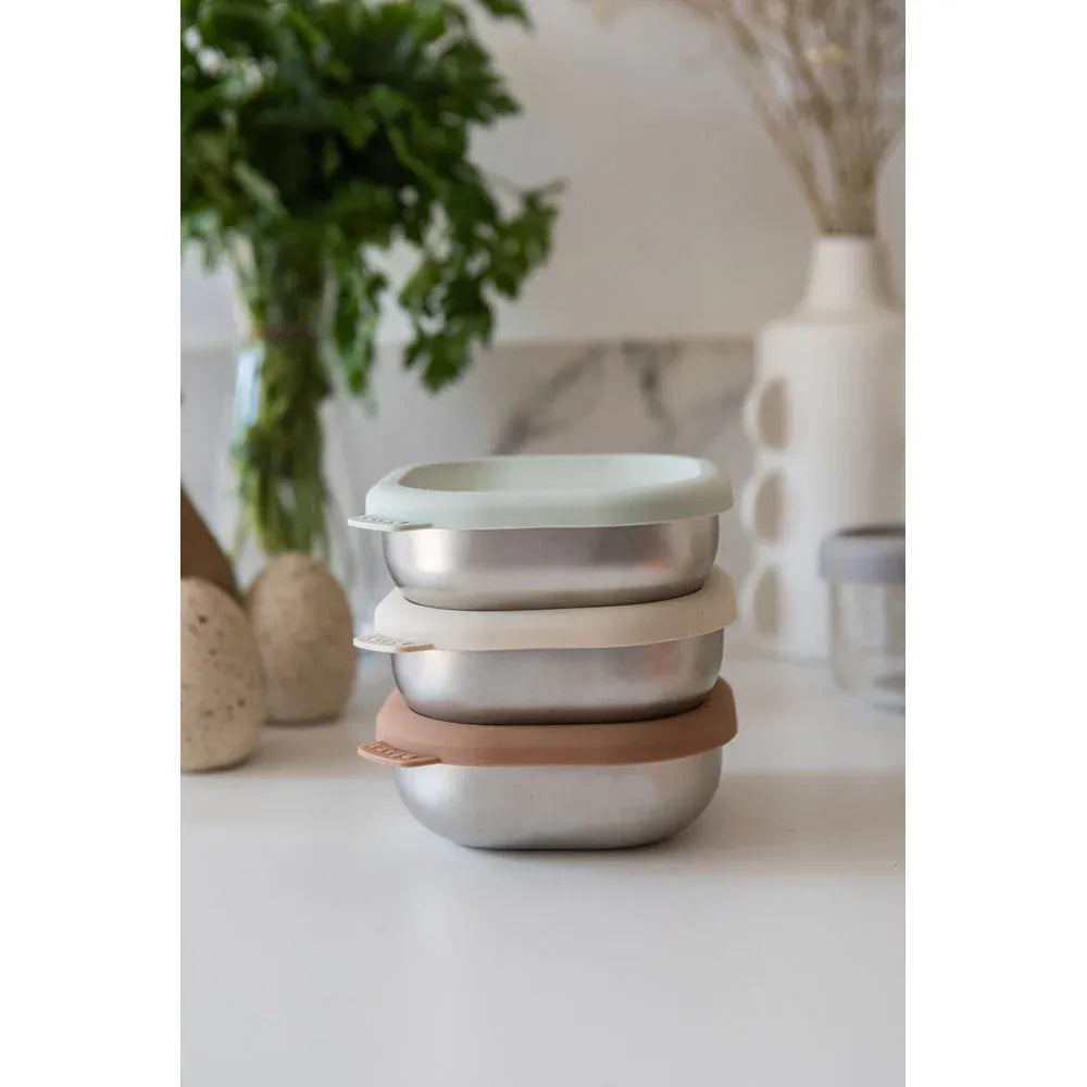 Beaba Stainless Steel Meal Boxes Set - Natural - Pupsik Singapore
