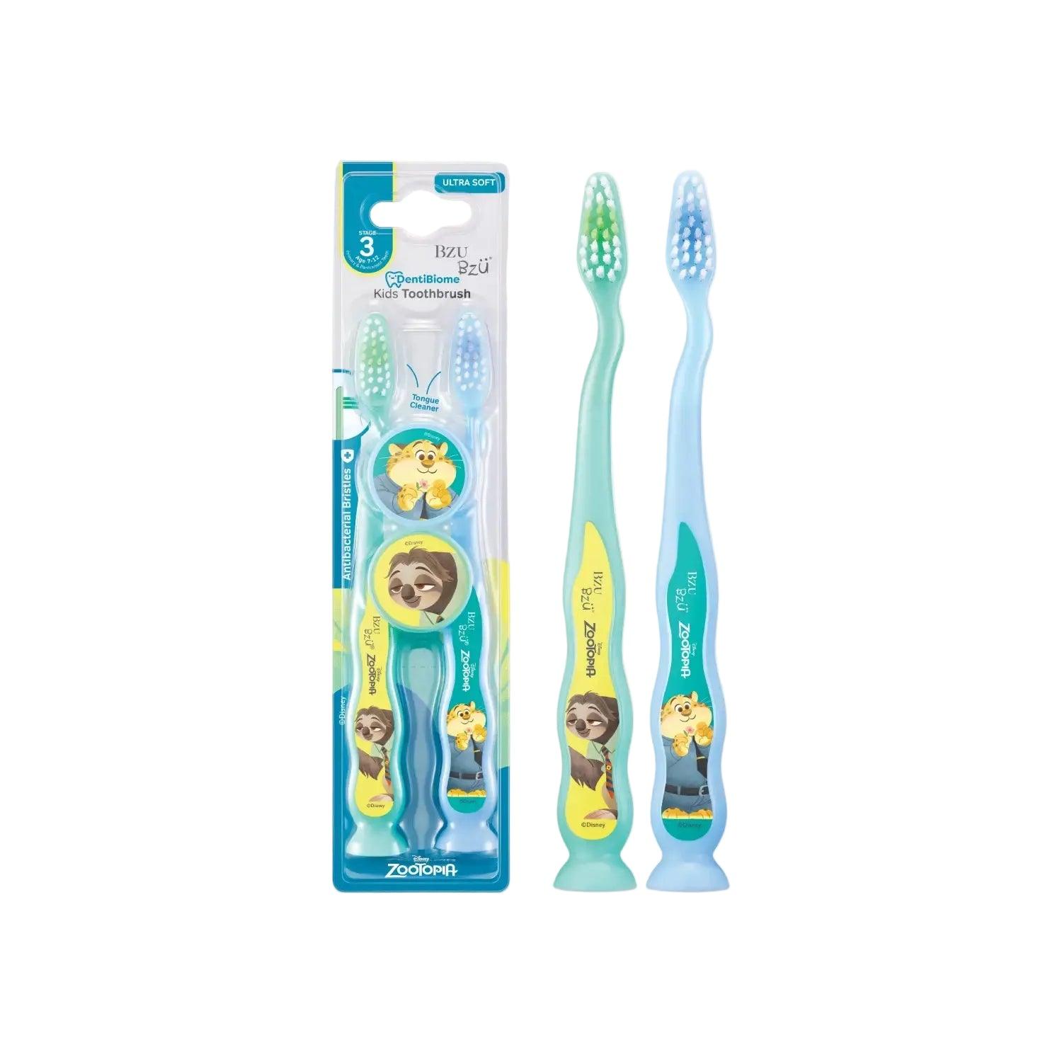 BZU BZU DentiBiome Kids Toothbrush, 2pk - Zootopia (2 Types) | 2-12Y - Pupsik Singapore