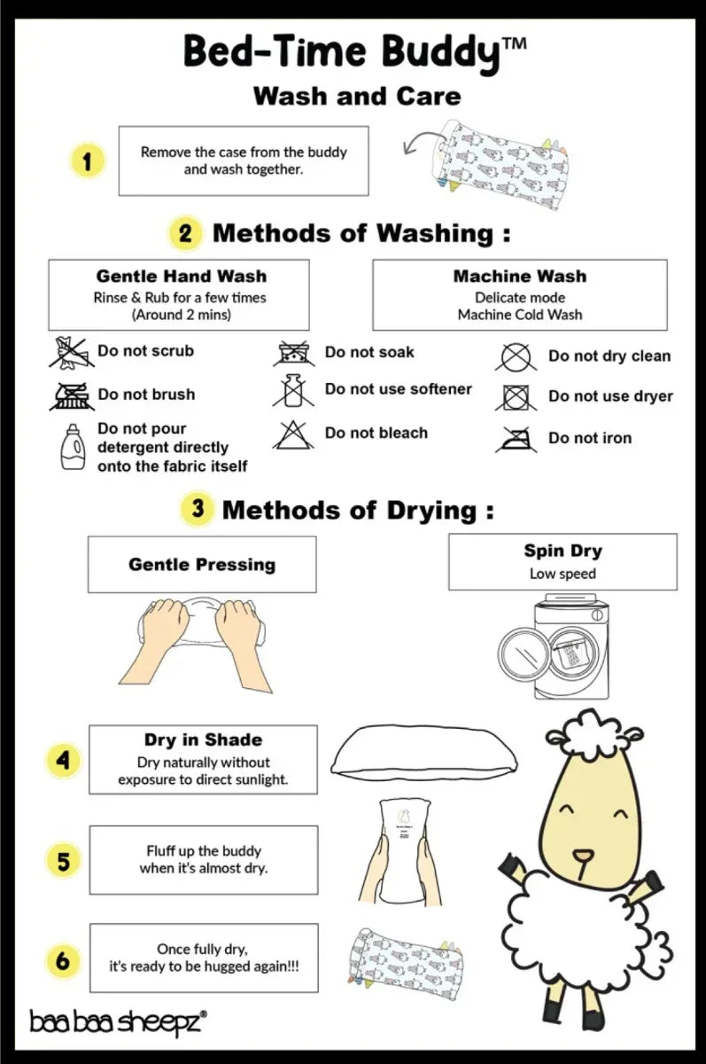 Baa Baa Sheepz Bed-Time Buddy XL Pillow Cover (17 Designs) - Pupsik Singapore