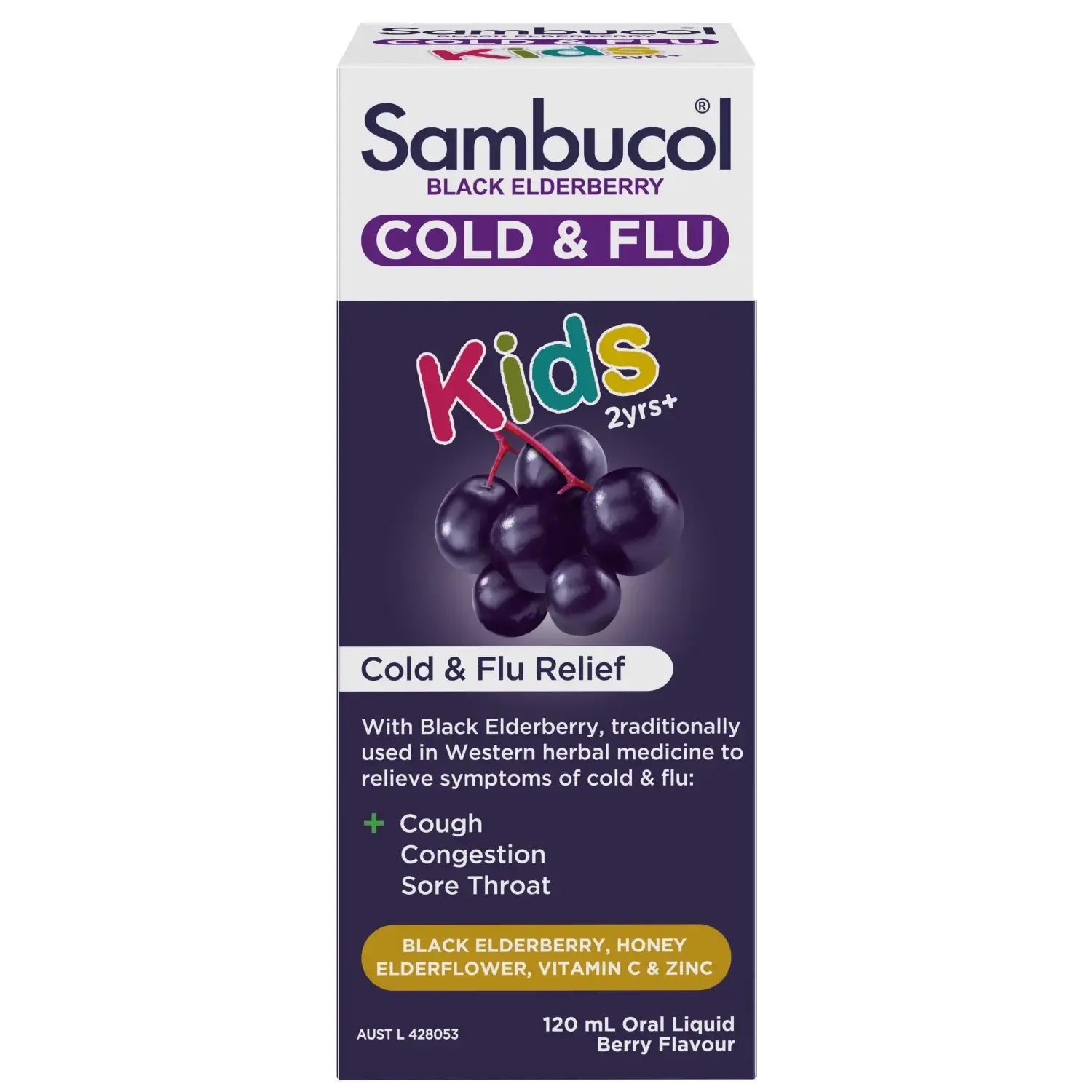 Sambucol Kids Cold & Flu Relief Liquid for 2Y+, 120ml (Exp 03/27) - Pupsik Singapore