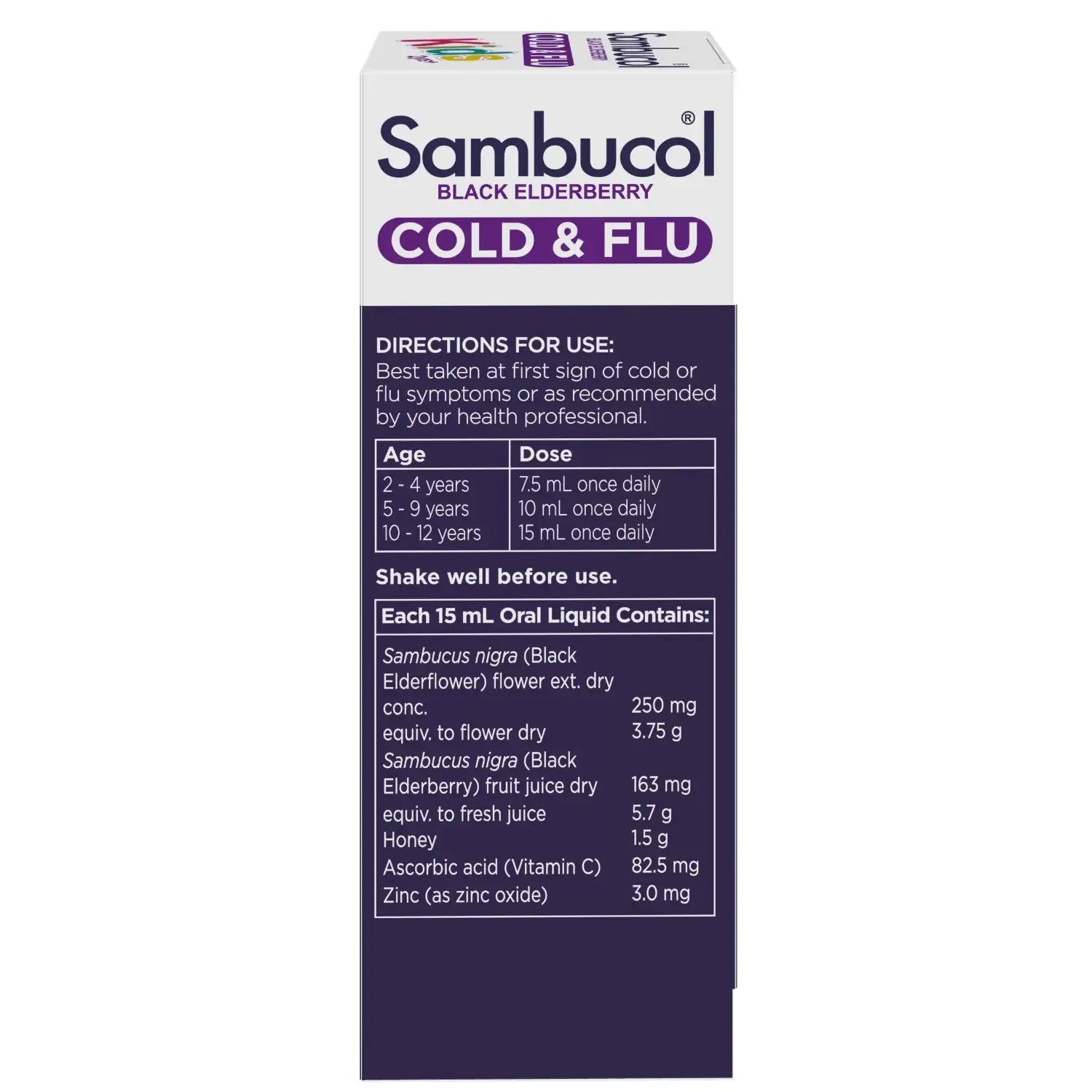 Sambucol Kids Cold & Flu Relief Liquid for 2Y+, 120ml (Exp 03/27) - Pupsik Singapore