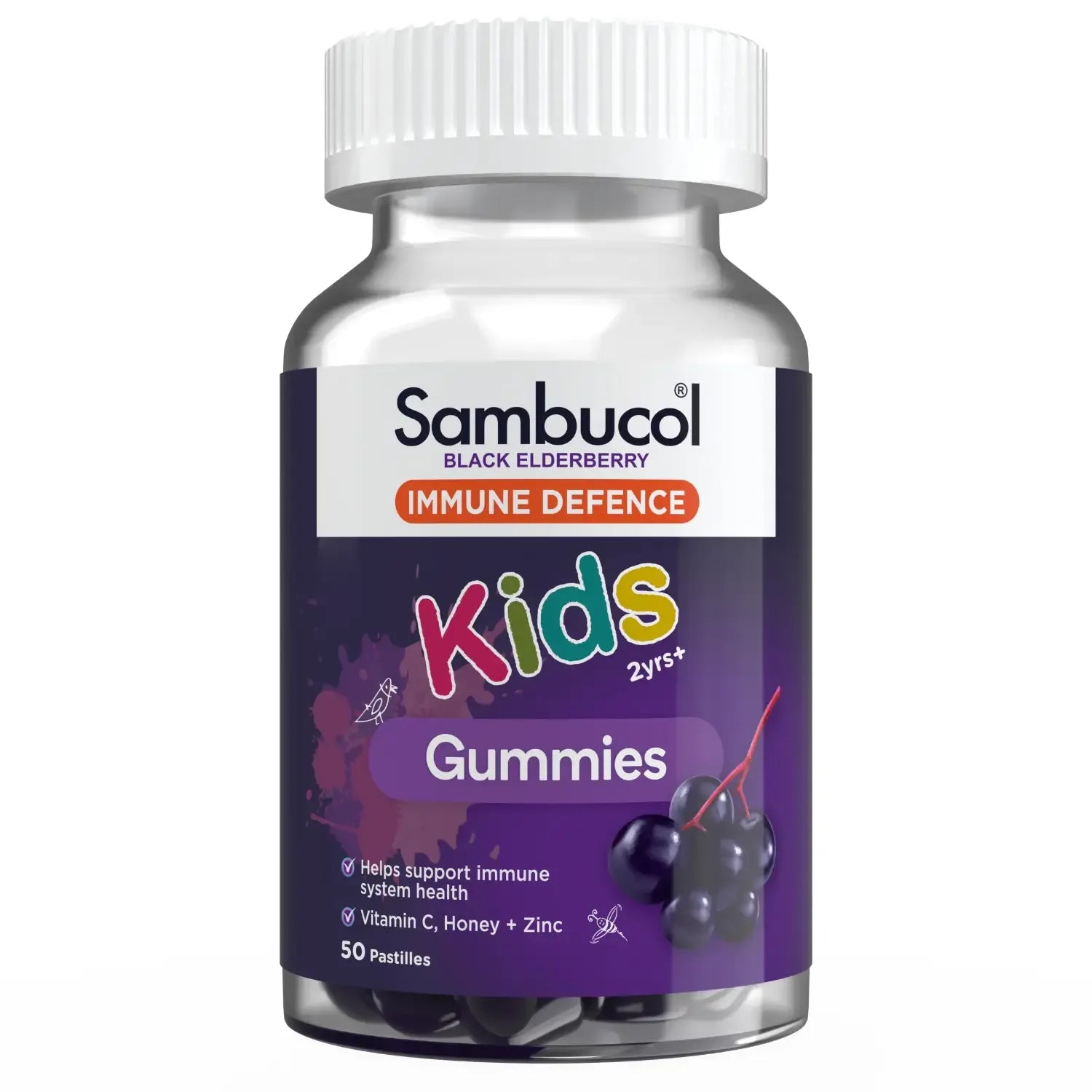 Sambucol Black Elderberry Kids Immune Defence Gummies for 2Y+, 50 Pastilles (Exp 09/27) - Pupsik Singapore