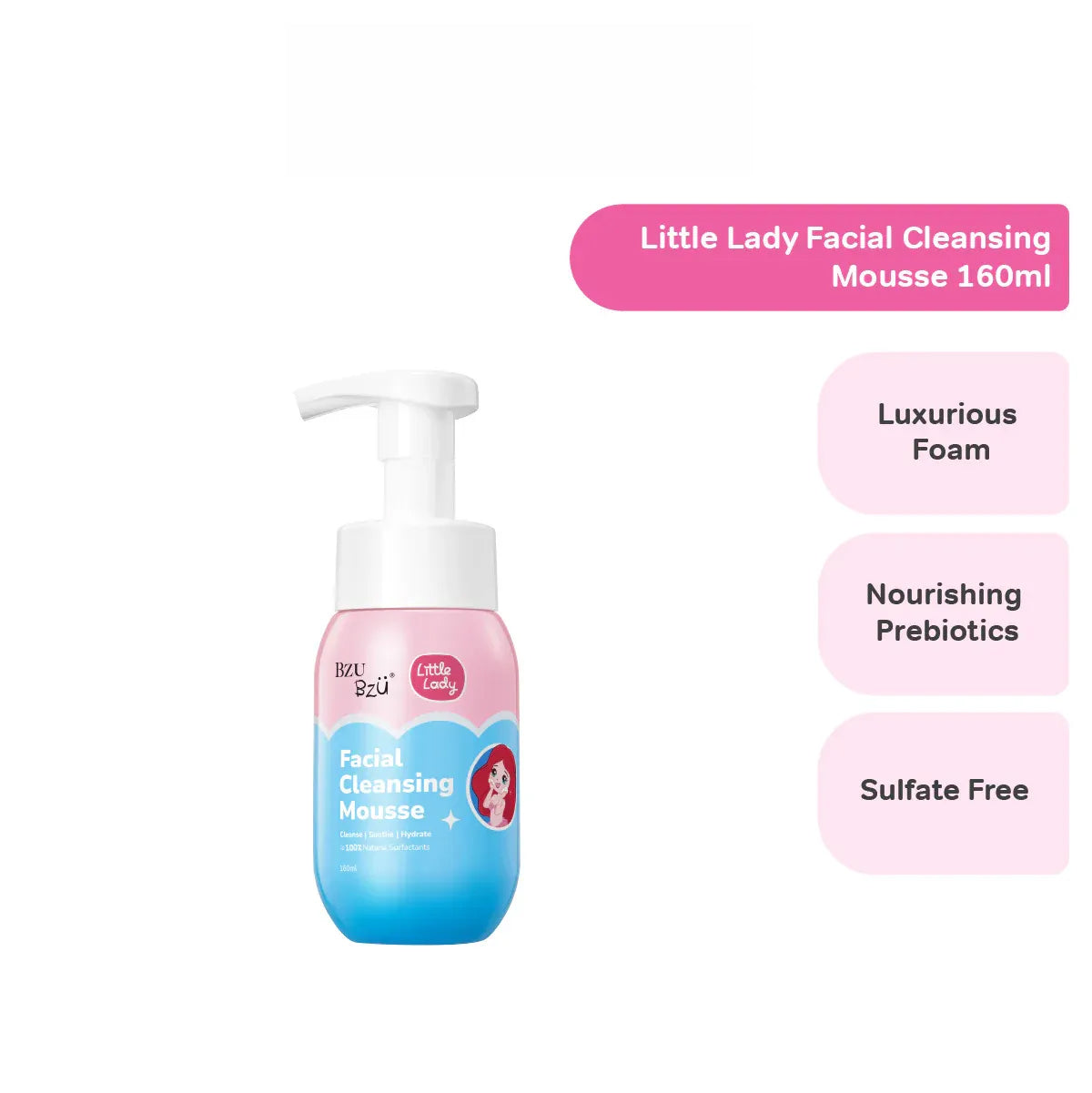 BZU BZU Little Lady Facial Cleansing Mousse, 160ml (Exp 11/28) - Pupsik Singapore