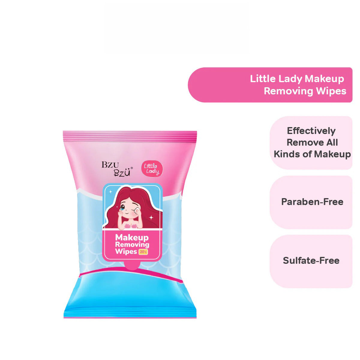 BZU BZU Little Lady Kids Makeup Removing Wipes, 20pcs (Exp 04/28) - Pupsik Singapore