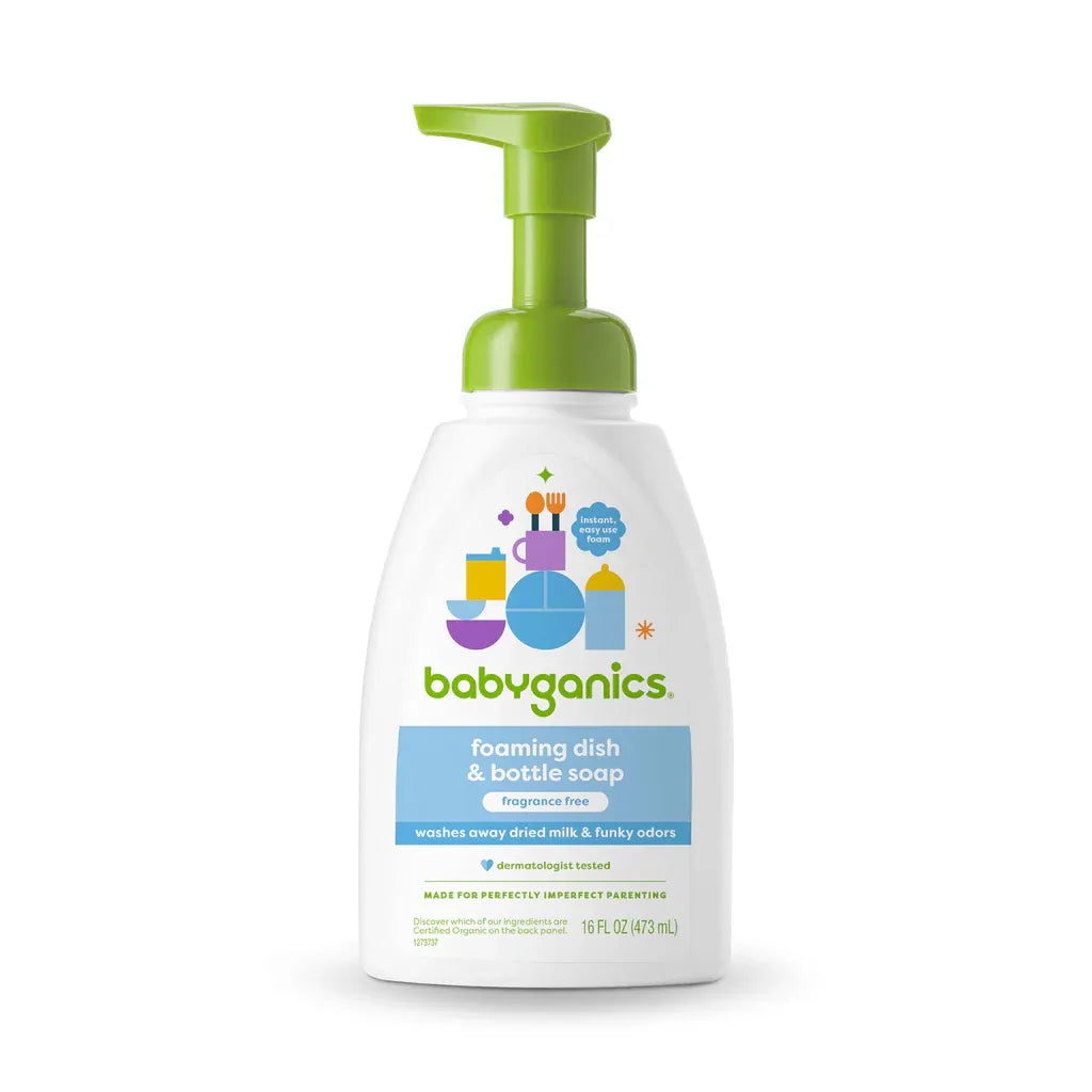 Babyganics Foaming Dish & Bottle Soap, 473ml - Fragrance Free (Exp 08/27) - Pupsik Singapore
