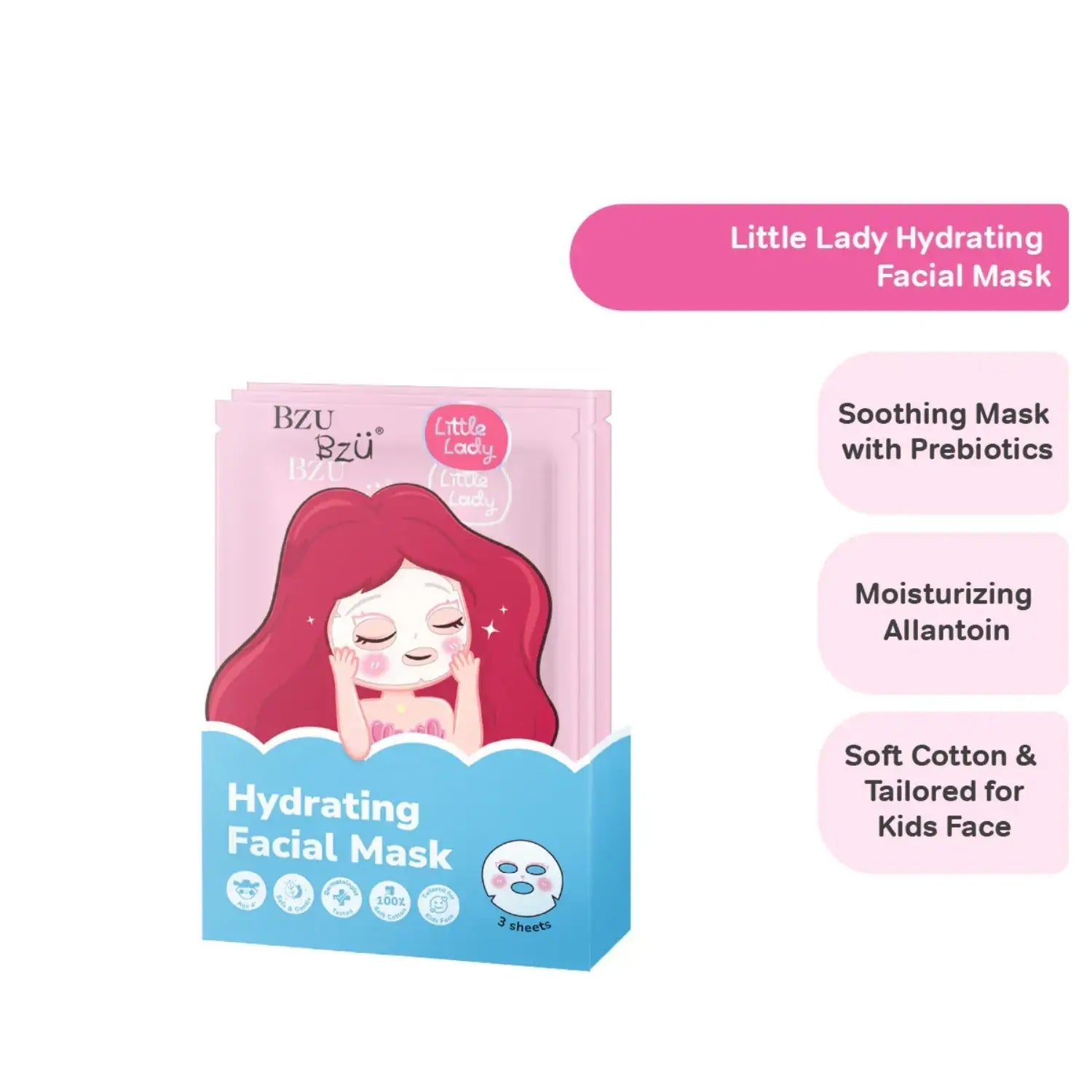 BZU BZU Little Lady Hydrating Facial Masks, 3pcs (Exp 09/28) - Pupsik Singapore