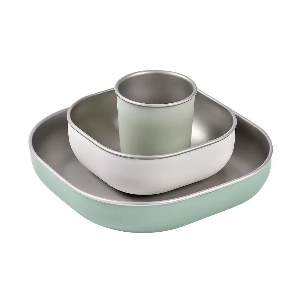 Beaba Stainless Steel Meal Set - Sage Green - Pupsik Singapore