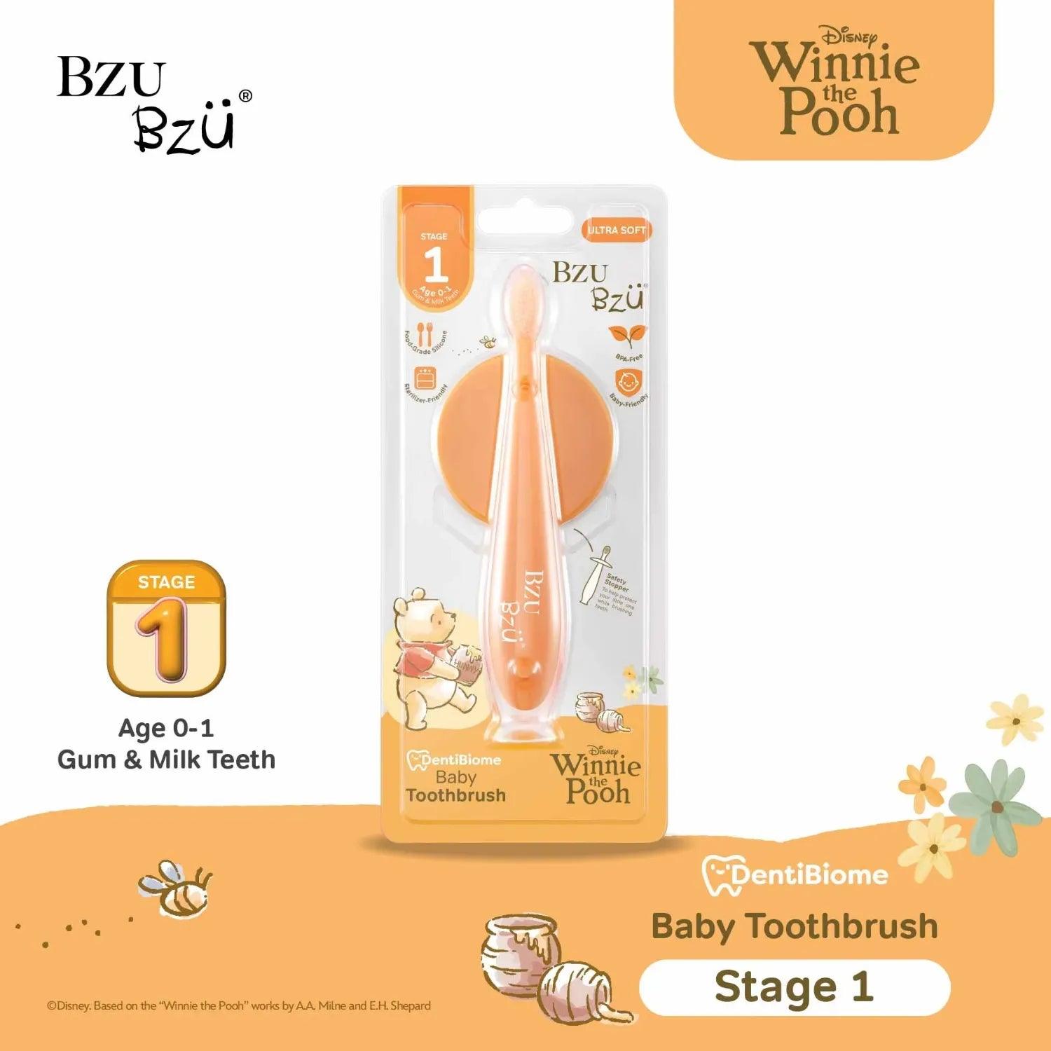 BZU BZU DentiBiome Baby Toothbrush, Stage 1 (Winnie The Pooh) - Pupsik Singapore