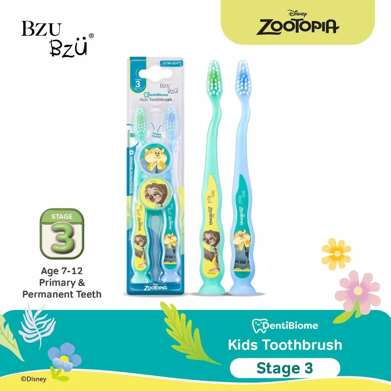 BZU BZU DentiBiome Kids Toothbrush, 2pk - Zootopia (2 Types) | 2-12Y - Pupsik Singapore