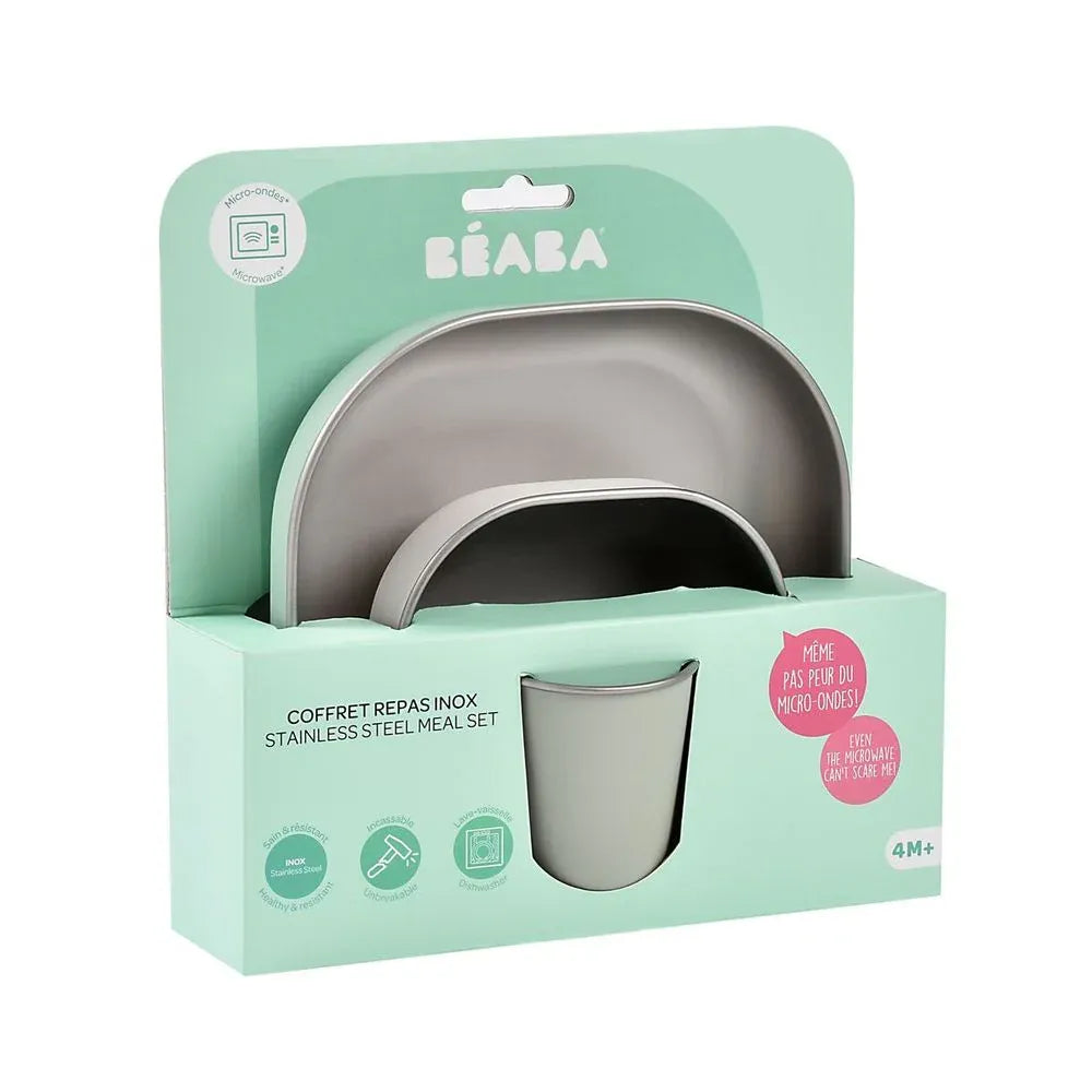 Beaba Stainless Steel Meal Set - Sage Green - Pupsik Singapore