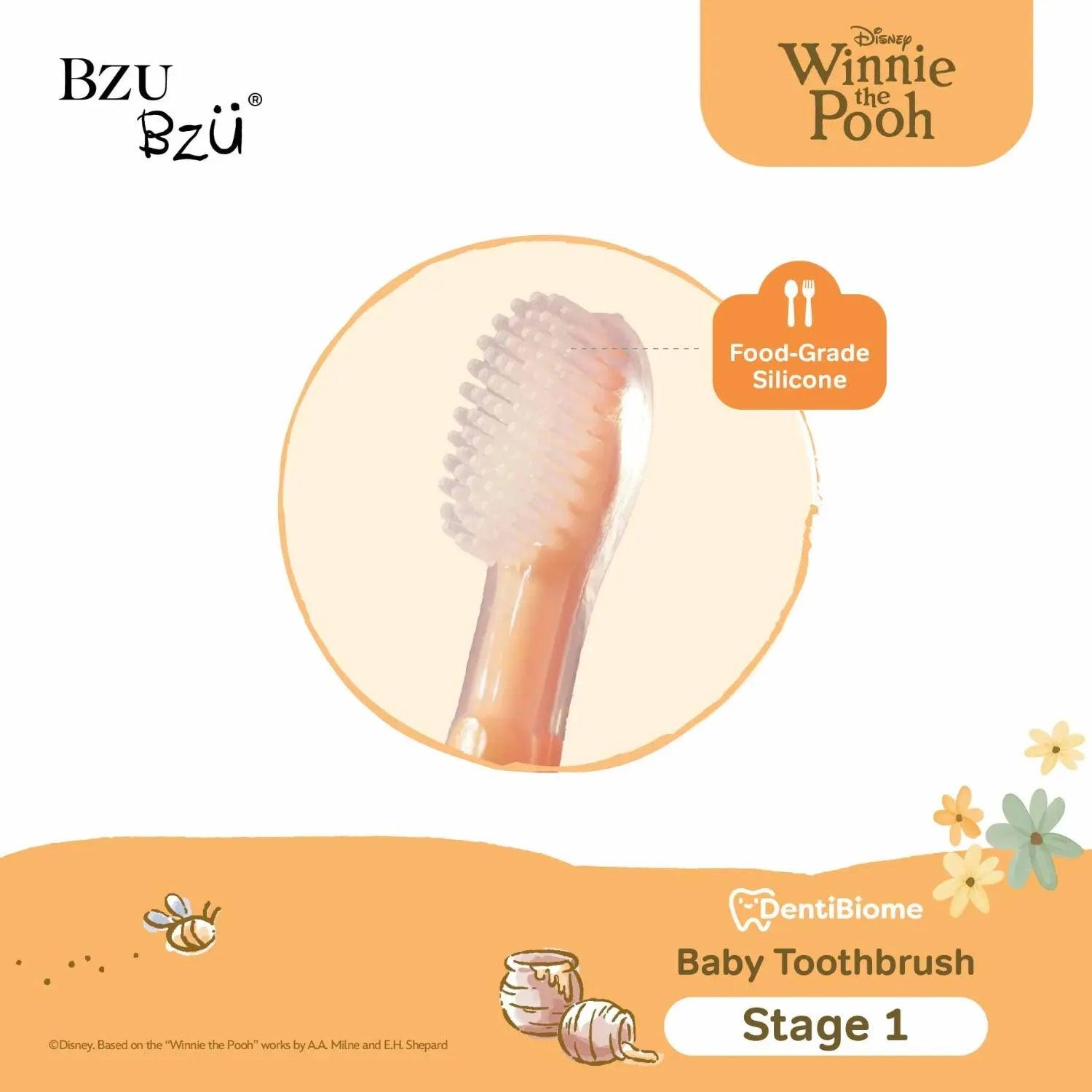 BZU BZU DentiBiome Baby Toothbrush, Stage 1 (Winnie The Pooh) - Pupsik Singapore