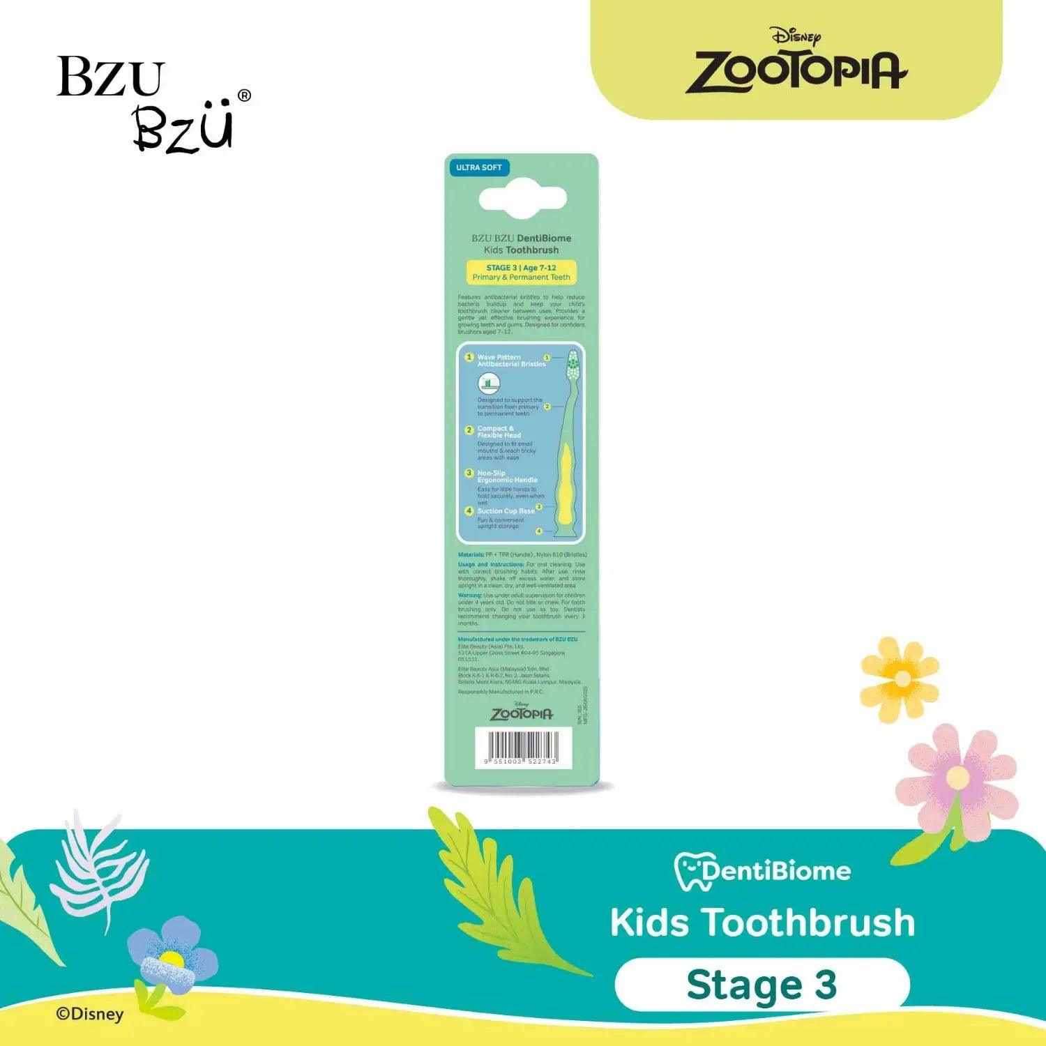 BZU BZU DentiBiome Kids Toothbrush, 2pk - Zootopia (2 Types) | 2-12Y - Pupsik Singapore