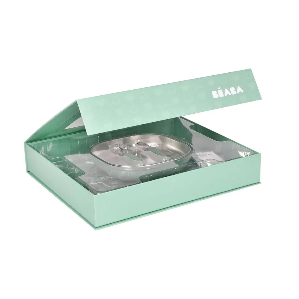 Beaba Stainless Steel Baby Meal Gift Set - Sage - Pupsik Singapore