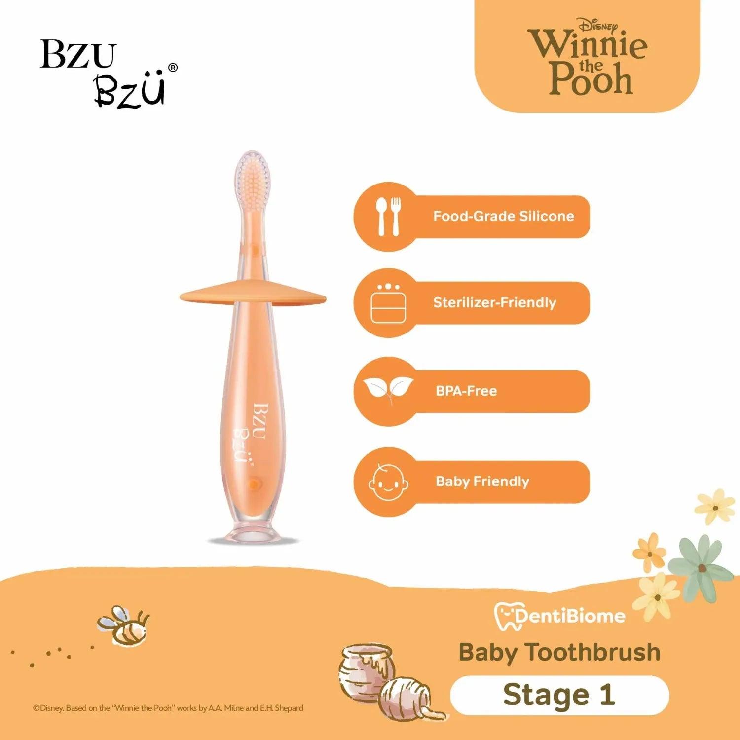 BZU BZU DentiBiome Baby Toothbrush, Stage 1 (Winnie The Pooh) - Pupsik Singapore