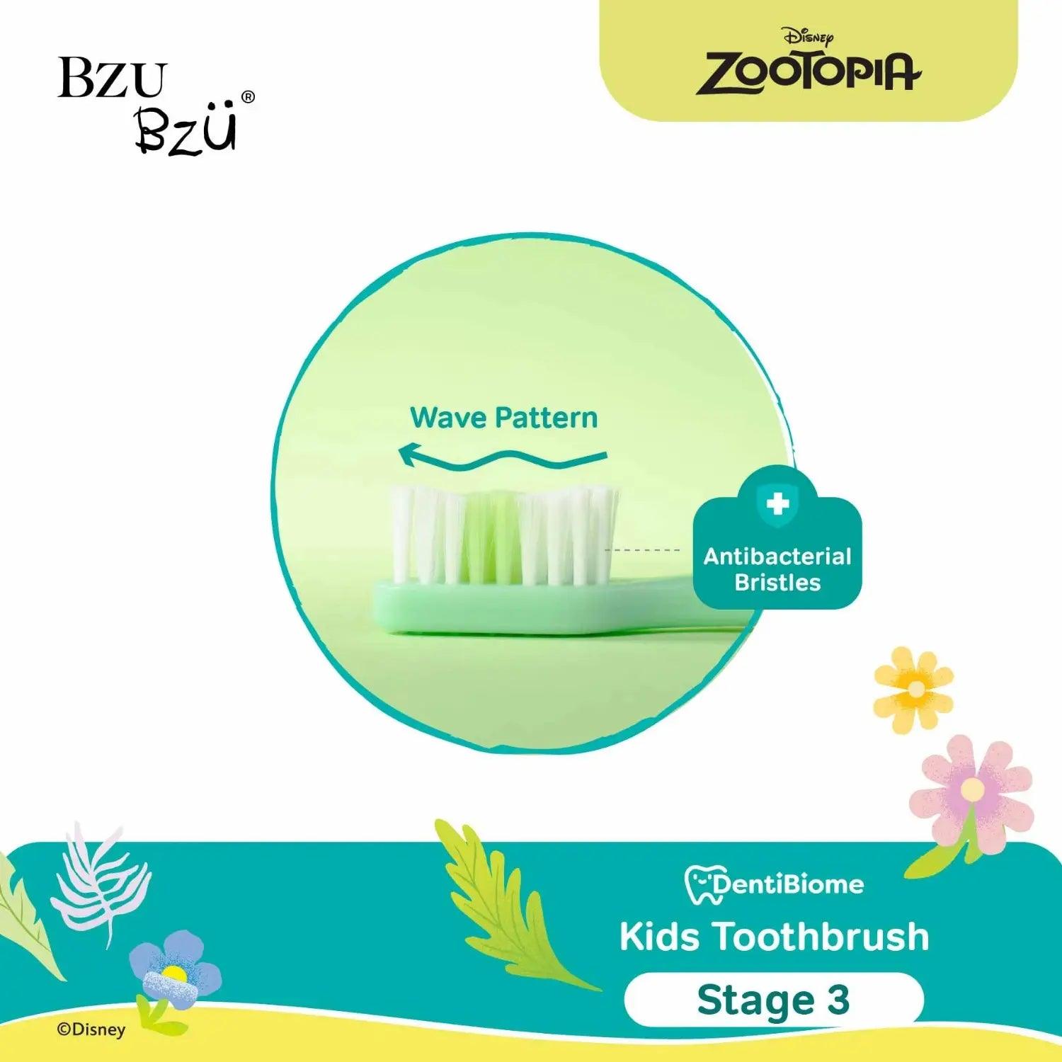 BZU BZU DentiBiome Kids Toothbrush, 2pk - Zootopia (2 Types) | 2-12Y - Pupsik Singapore