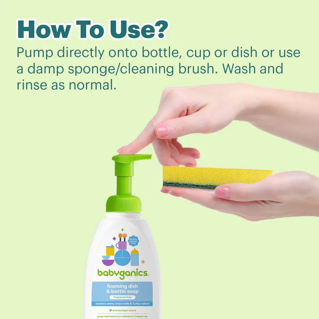 Babyganics Foaming Dish & Bottle Soap, 473ml - Fragrance Free (Exp 08/27) - Pupsik Singapore