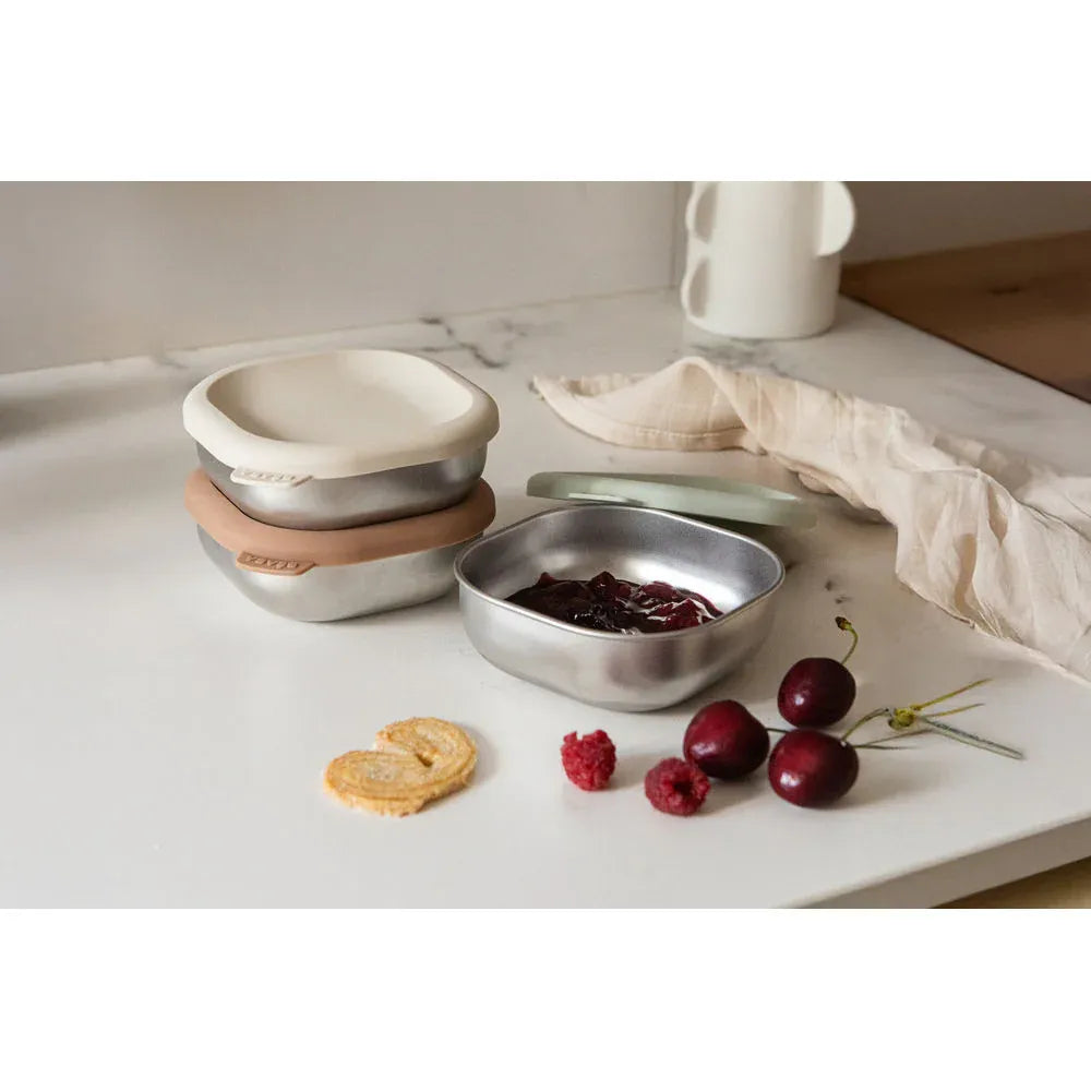 Beaba Stainless Steel Meal Boxes Set - Natural - Pupsik Singapore