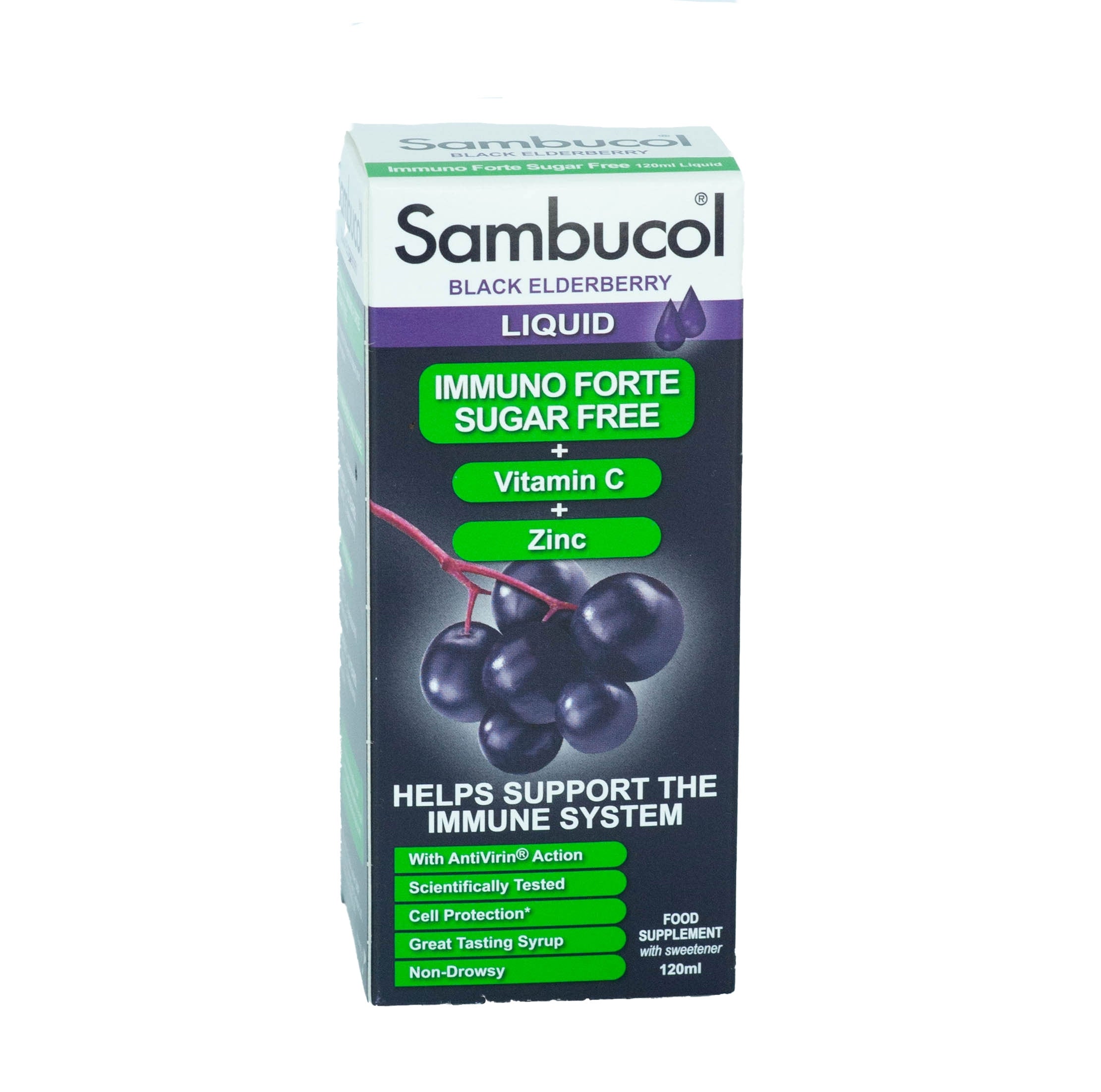 Sambucol Immuno Forte Liquid (No Added Sugar) for 3Y+, 120ml - Exp 12/26