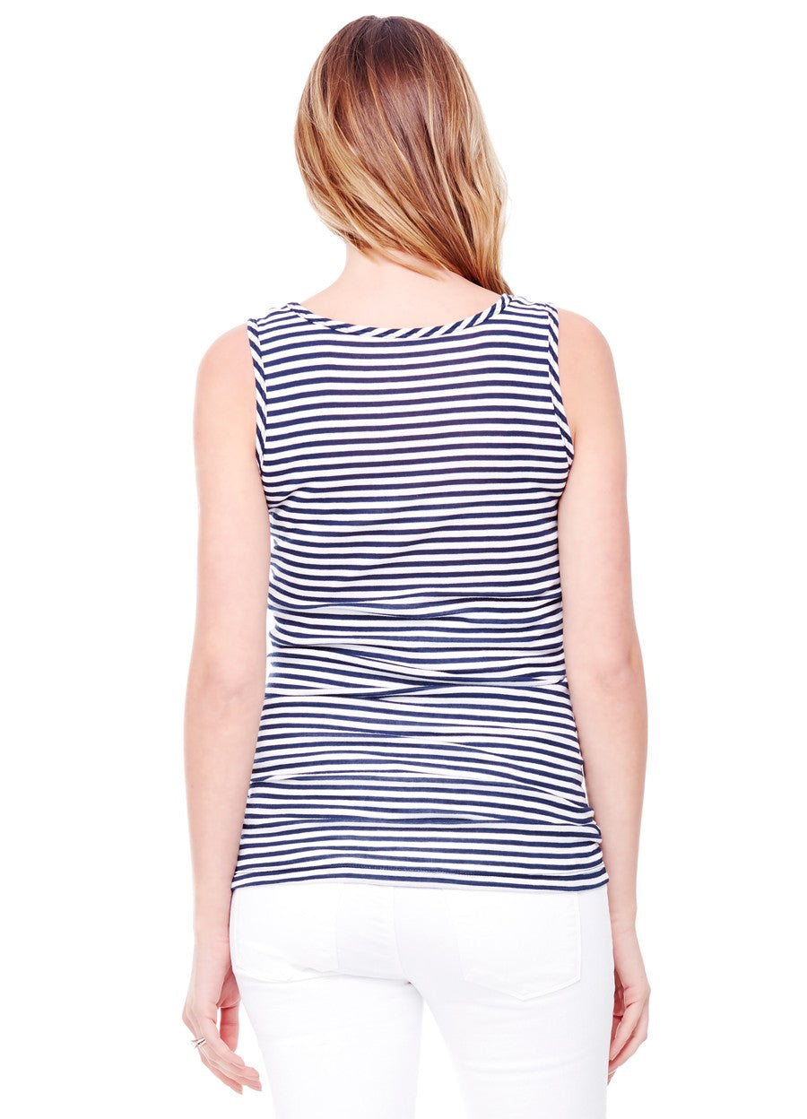 Ingrid & Isabel Stripe Scoop Neck Maternity Tank - Navy/White Stripe