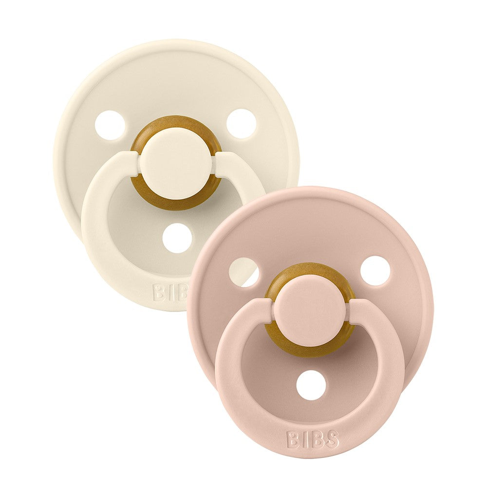 Bibs Round Colour Pacifier (2pk) - Ivory Blush  (2 Sizes) - Made in Denmark/EU