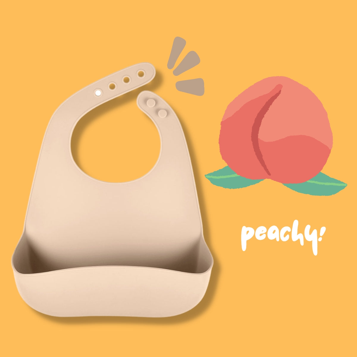 Biomom Silicone Peach-Shaped Baby Bib (5 Colors)