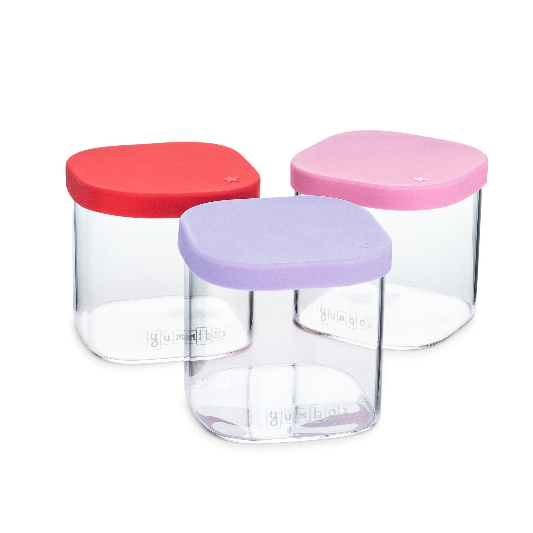 Yumbox Chop Chop Glass Storage Cubes, 3pc (3 Colours) - Pupsik Singapore